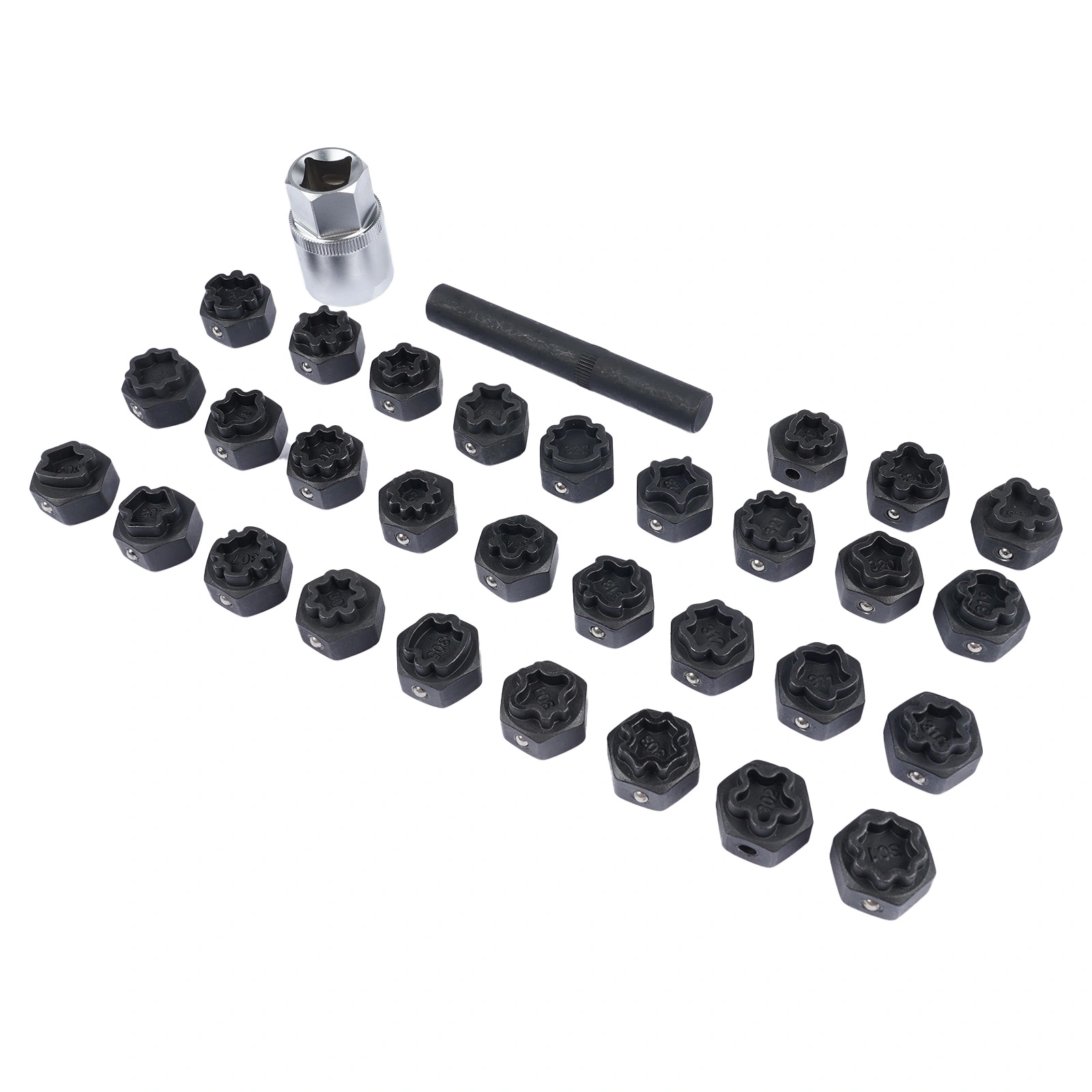 32Pcs Wheel Lock Lug Nut Master Key Set Removal Socket Tool Kit Fit for Mercedes-Benz view 5