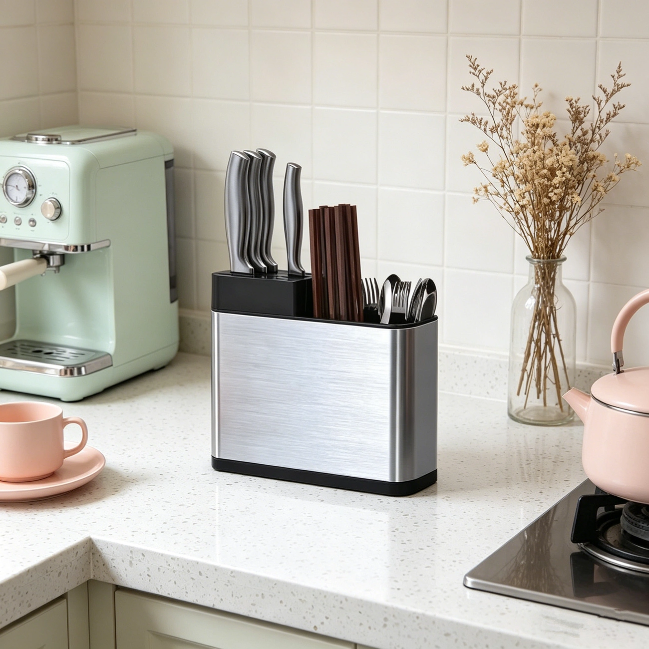 Kitchen Knife Block & Cutlery Holder Storage Rack Organizer - Utensil Chopstick Caddy view 4