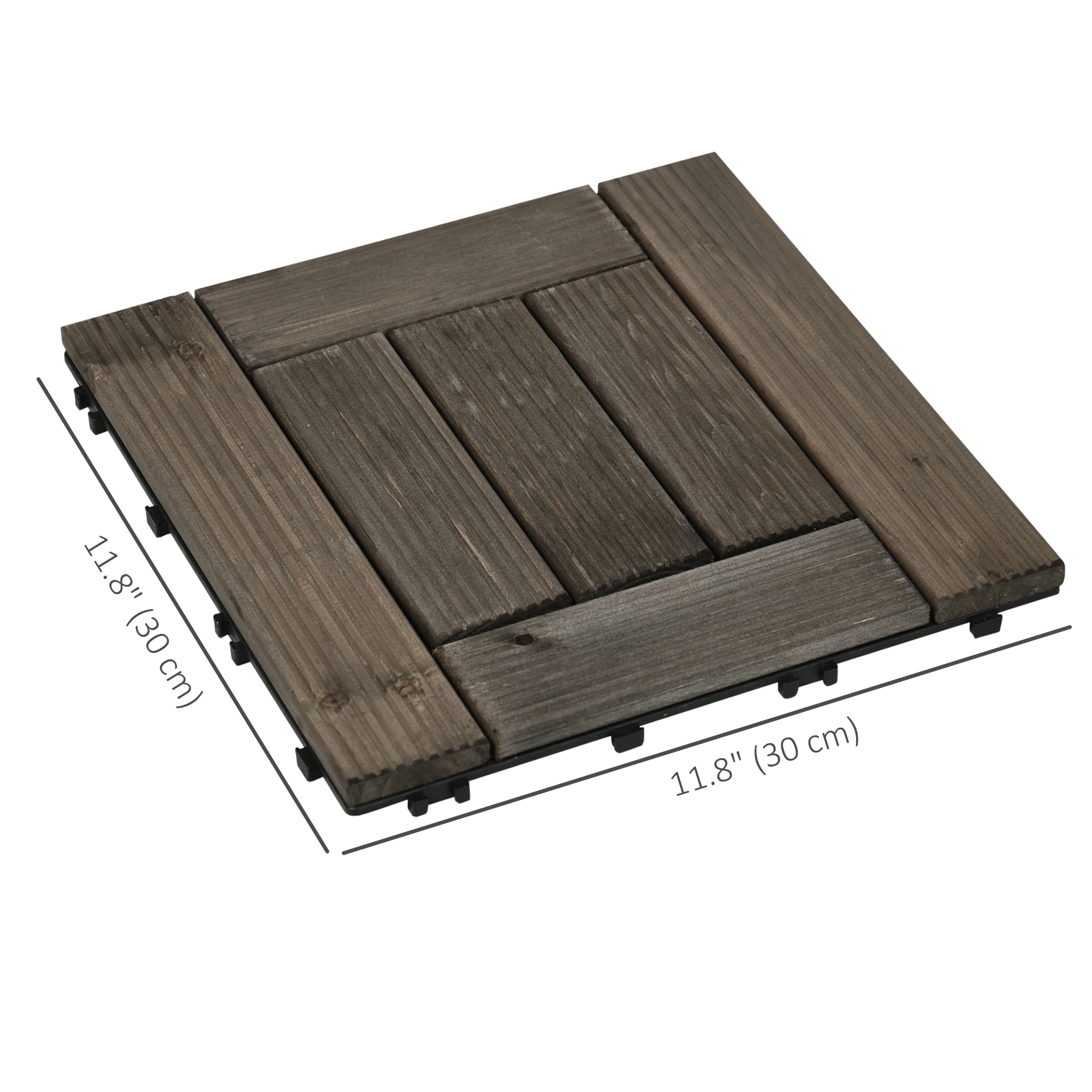 12x12 Interlocking Deck Tiles Pack of 27 - Natural Teak Outdoor Patio Flooring Tiles