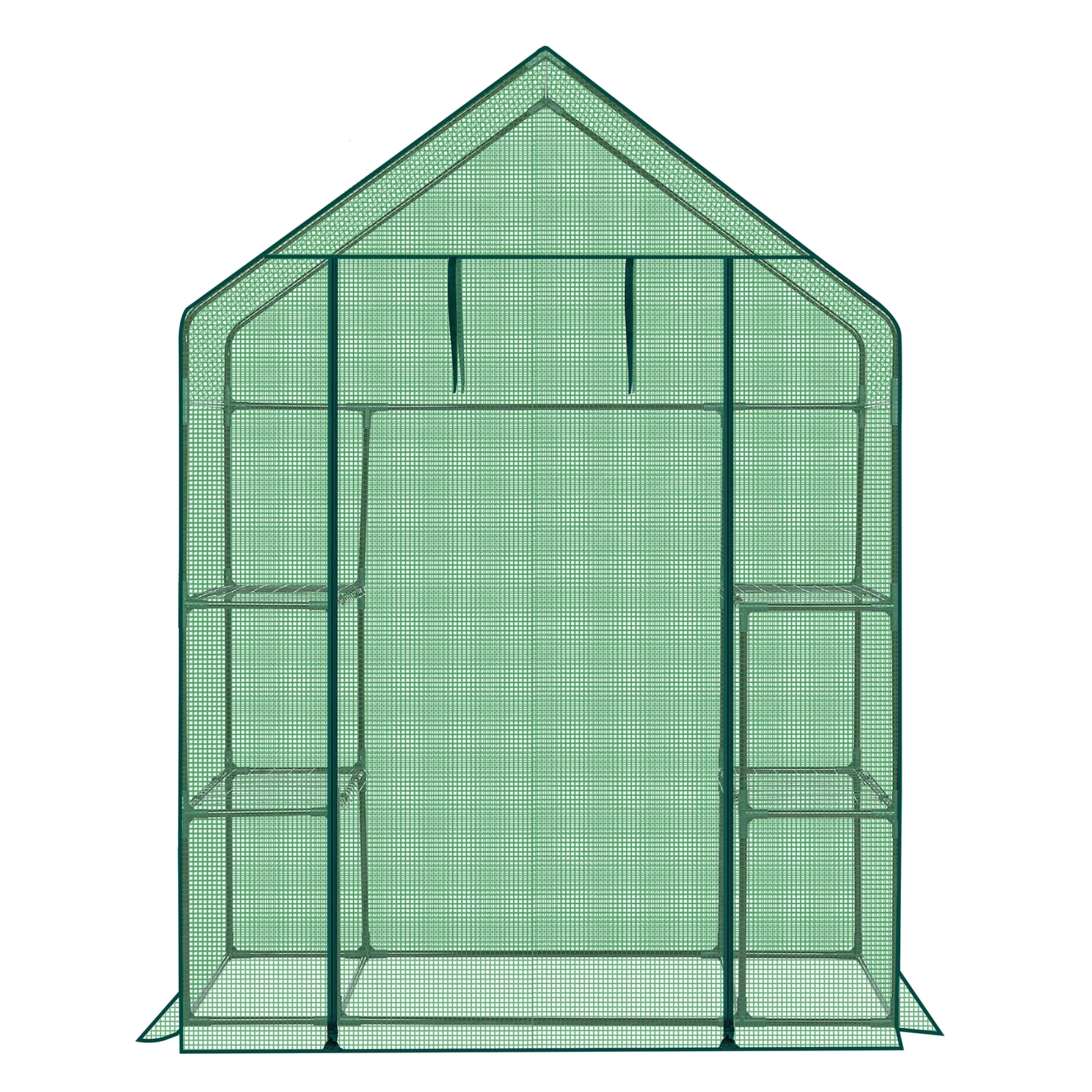 Mini Walk-in Greenhouse with PE Cover, 4-Shelf Indoor Outdoor Plant House for Garden Backyard, 56" x 29" x 77", Green view 2