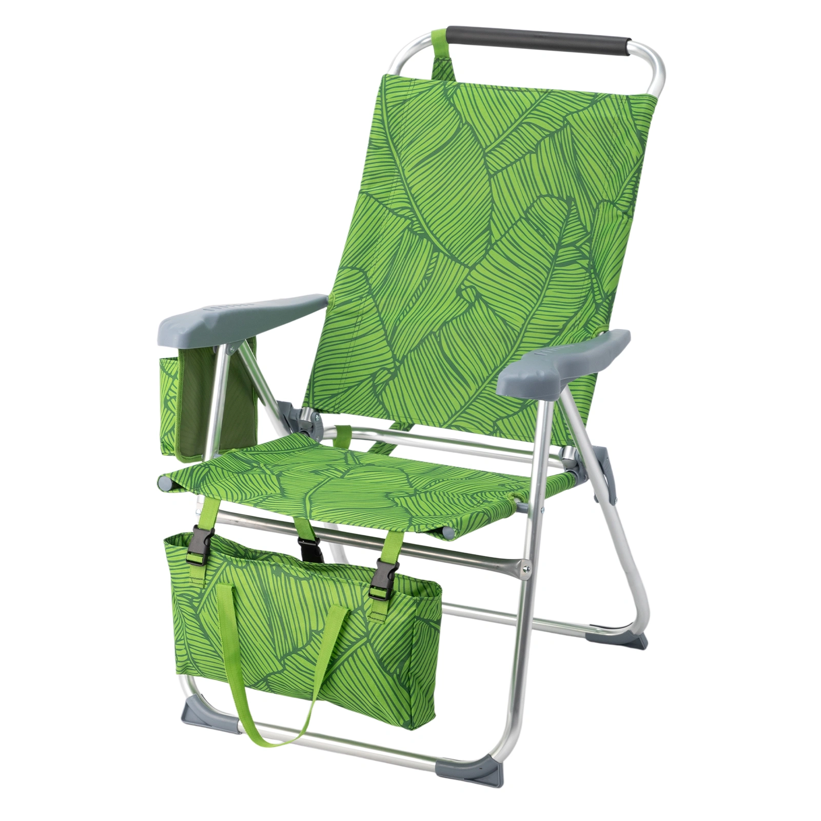 17 Inch Seat Height Beach Chair for Adults, Folding Portable Camping Chair with Headrest, Cup Holder, Side Pocket & Bottom Storage Bag, 7-Position Adjustable Aluminum Beach Chair, Heavy Duty 265 LBS Capacity, Oxford Fabric for Beach, Patio, Pool, Sum view 22