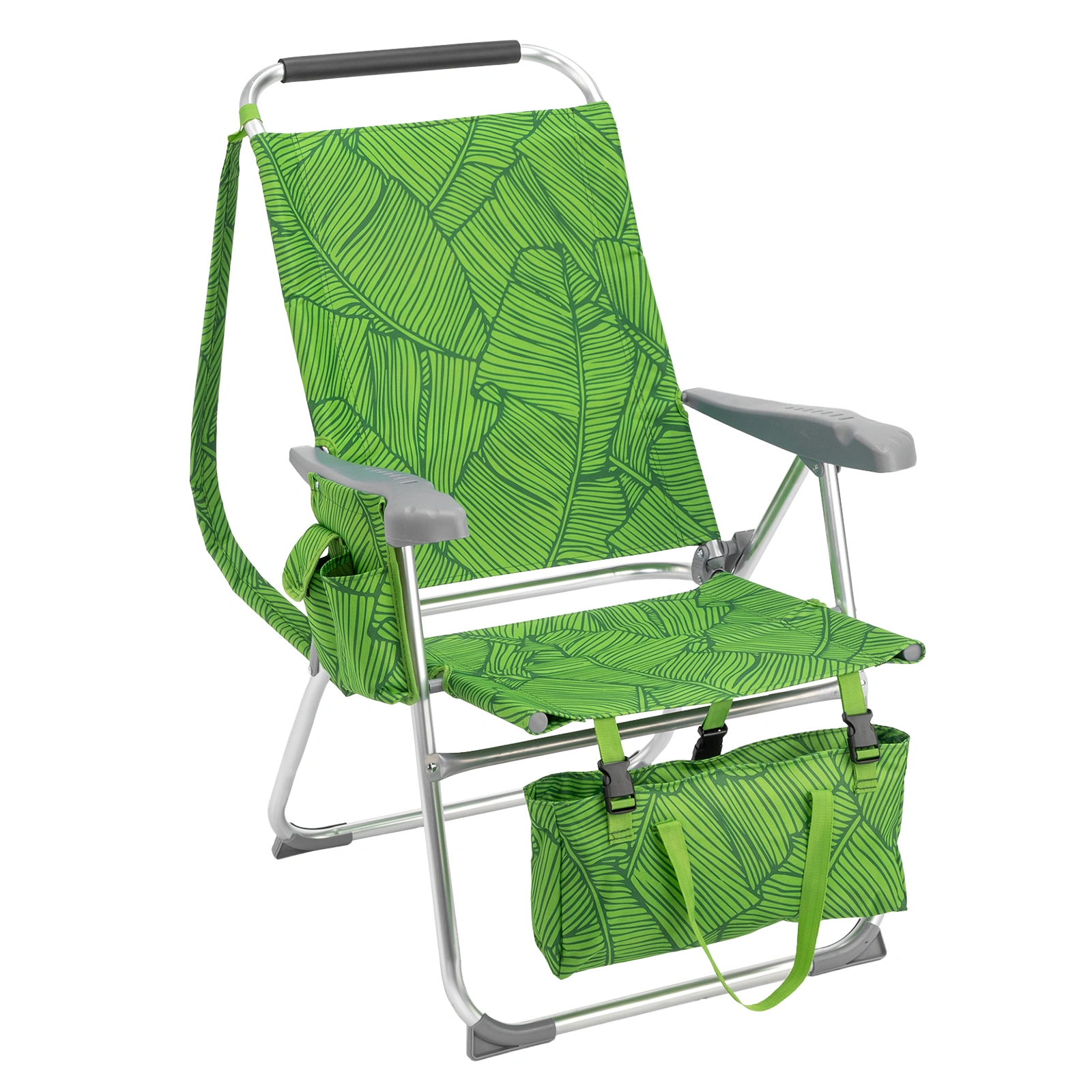 17 Inch Seat Height Beach Chair for Adults, Folding Portable Camping Chair with Headrest, Cup Holder, Side Pocket & Bottom Storage Bag, 7-Position Adjustable Aluminum Beach Chair, Heavy Duty 265 LBS Capacity, Oxford Fabric for Beach, Patio, Pool, Sum view 23
