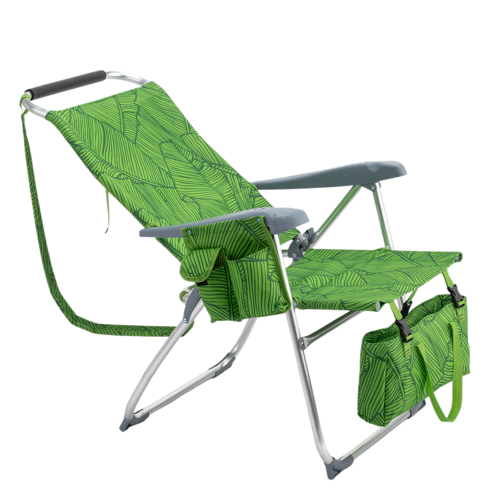 17 Inch Seat Height Beach Chair for Adults, Folding Portable Camping Chair with Headrest, Cup Holder, Side Pocket & Bottom Storage Bag, 7-Position Adjustable Aluminum Beach Chair, Heavy Duty 265 LBS Capacity, Oxford Fabric for Beach, Patio, Pool, Sum view 8