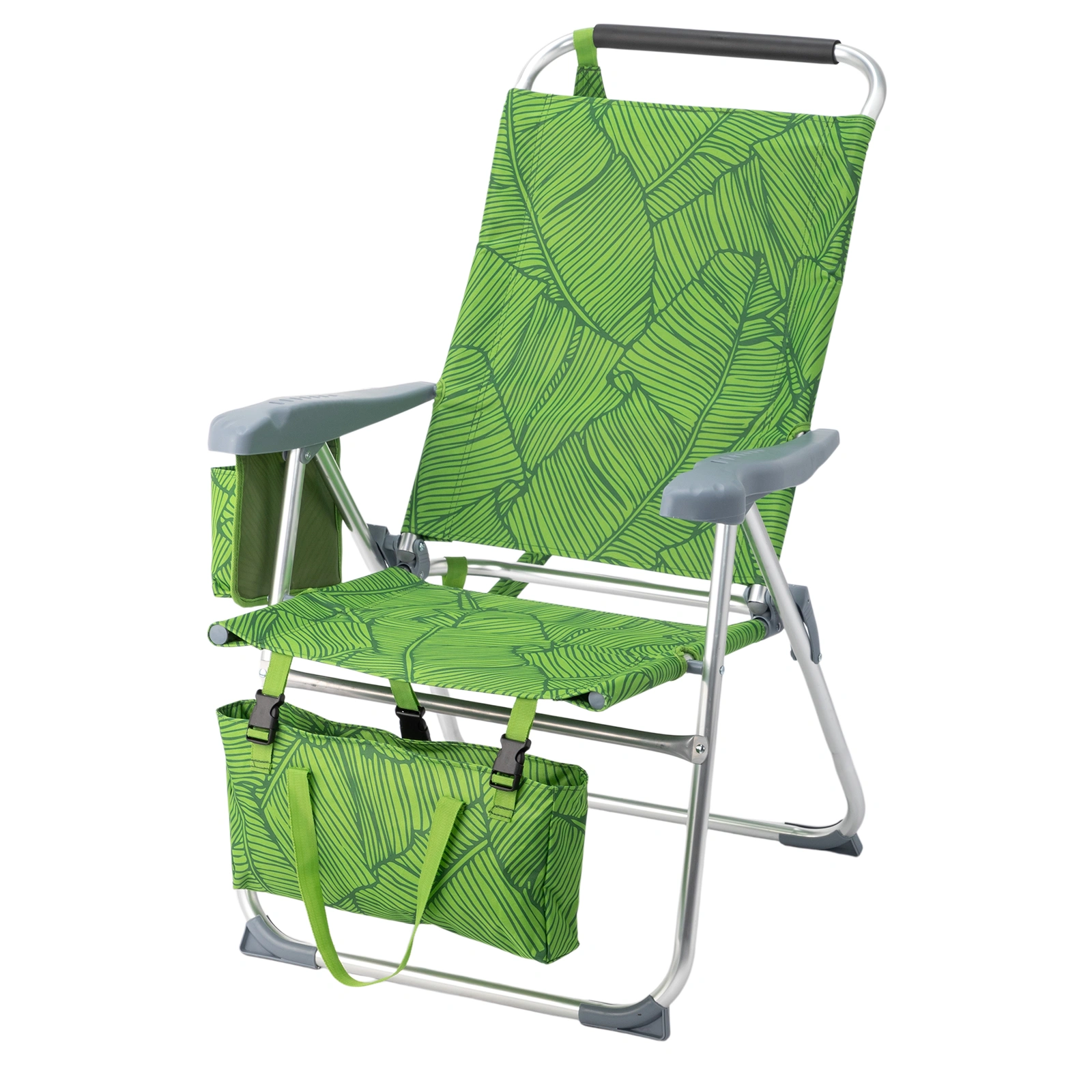 17 Inch Seat Height Beach Chair for Adults, Folding Portable Camping Chair with Headrest, Cup Holder, Side Pocket & Bottom Storage Bag, 7-Position Adjustable Aluminum Beach Chair, Heavy Duty 265 LBS Capacity, Oxford Fabric for Beach, Patio, Pool, Sum view 9