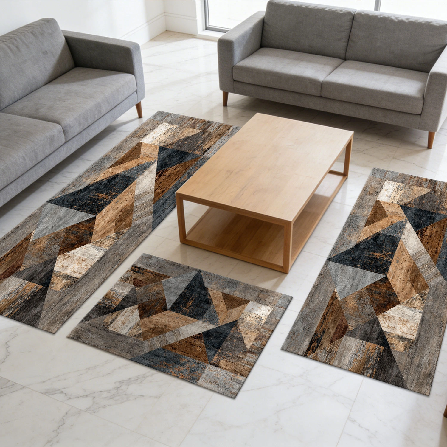 Three-piece kitchen rug set, non-slip and washable, abstract pattern kitchen hallway rug, soft and comfortable, suitable for sinks, floors, entrances, hallways and bathrooms. view 11