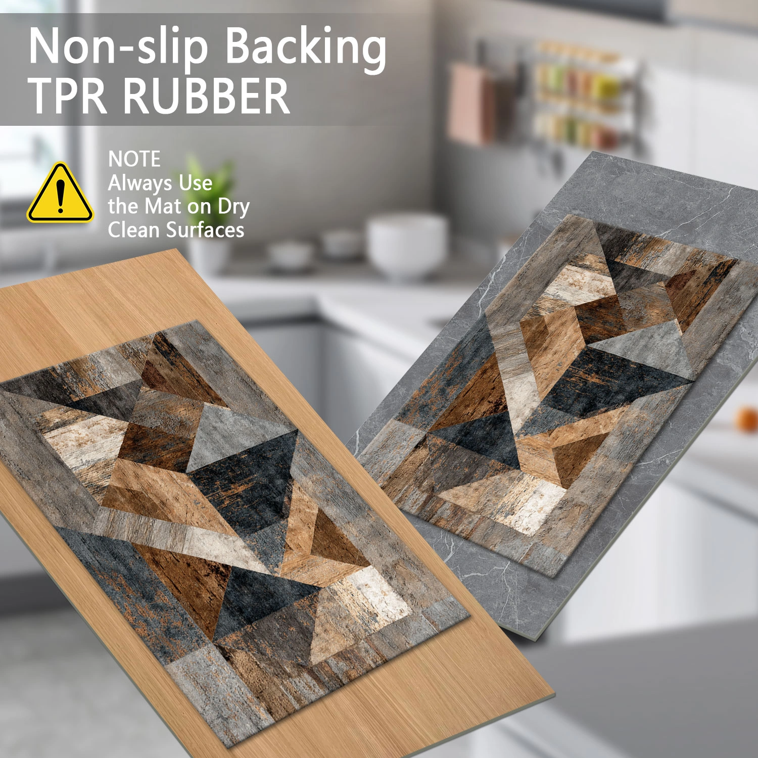 Three-piece kitchen rug set, non-slip and washable, abstract pattern kitchen hallway rug, soft and comfortable, suitable for sinks, floors, entrances, hallways and bathrooms. view 5