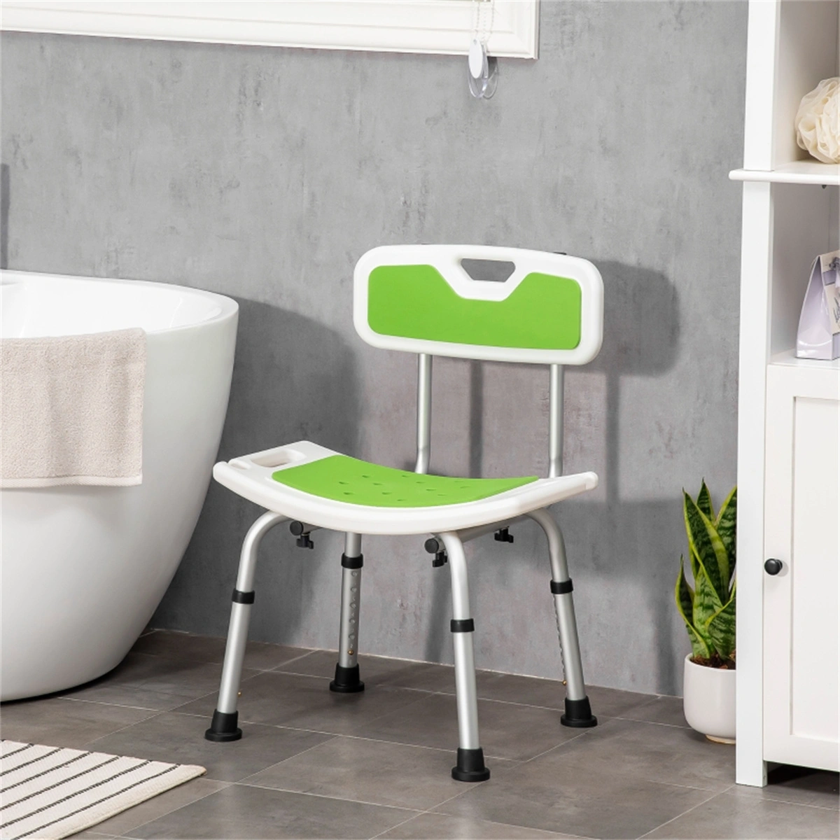 Heavy Duty Bathtub Chair, Non-Slip Shower Seat with Padded Backrest & Armrests, 400 LBS Weight Capacity, Rust-Proof Aluminum Frame, Easy Assembly