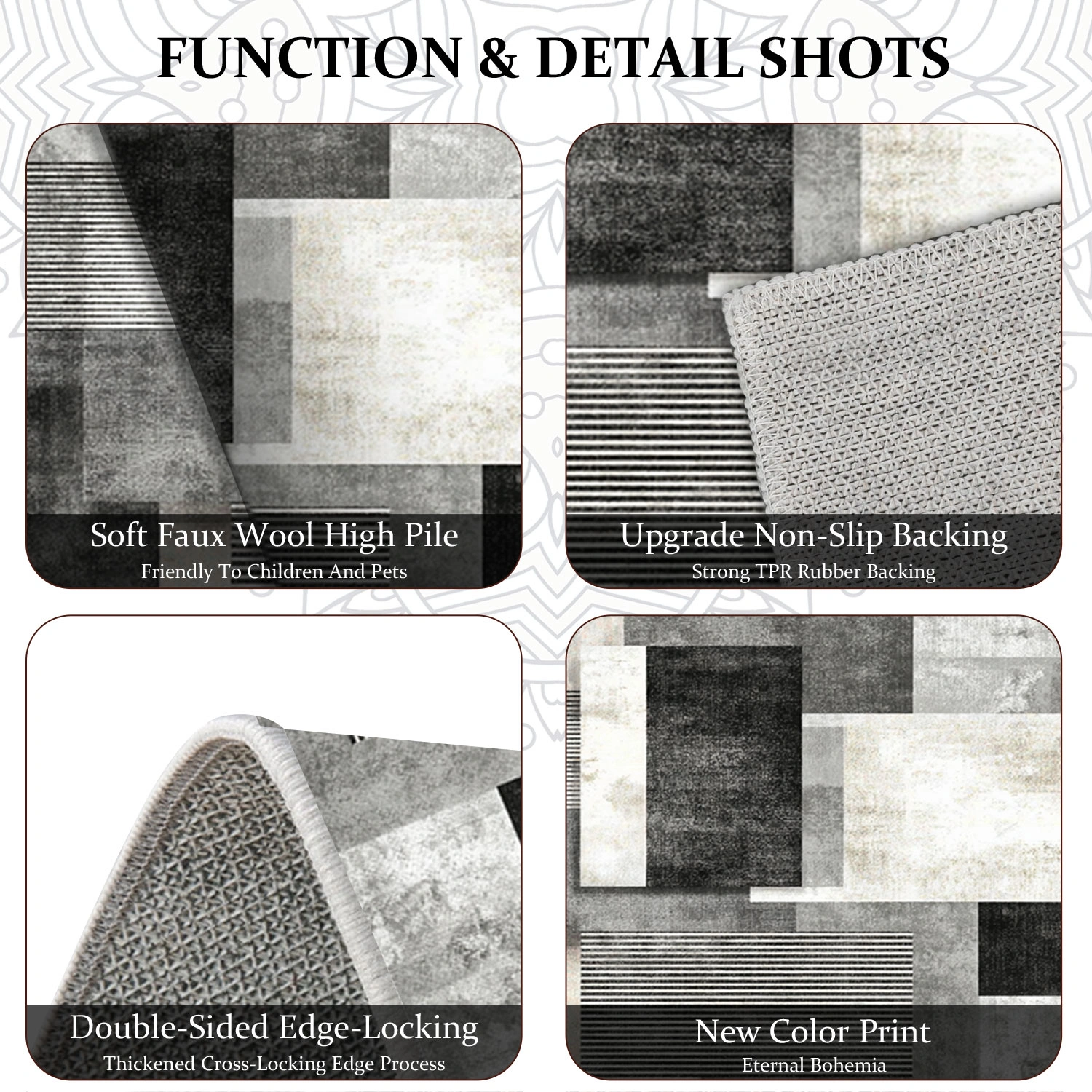 Three-piece kitchen rug set, non-slip and washable, abstract pattern kitchen hallway rug, soft and comfortable, suitable for sinks, floors, entrances, hallways and bathrooms. view 5