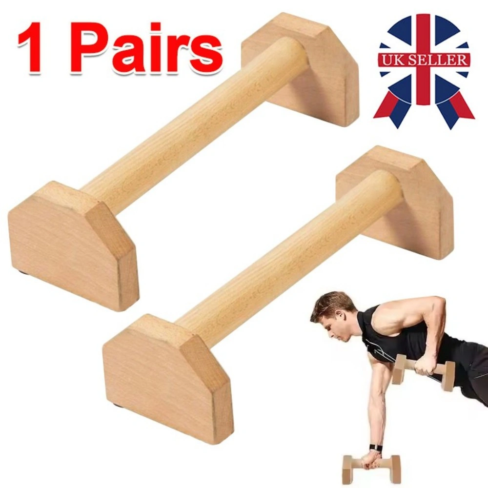 1 Pair 30cm Wooden Push up Bars Parallettes Bars Home Gym Workout Equipment view 3