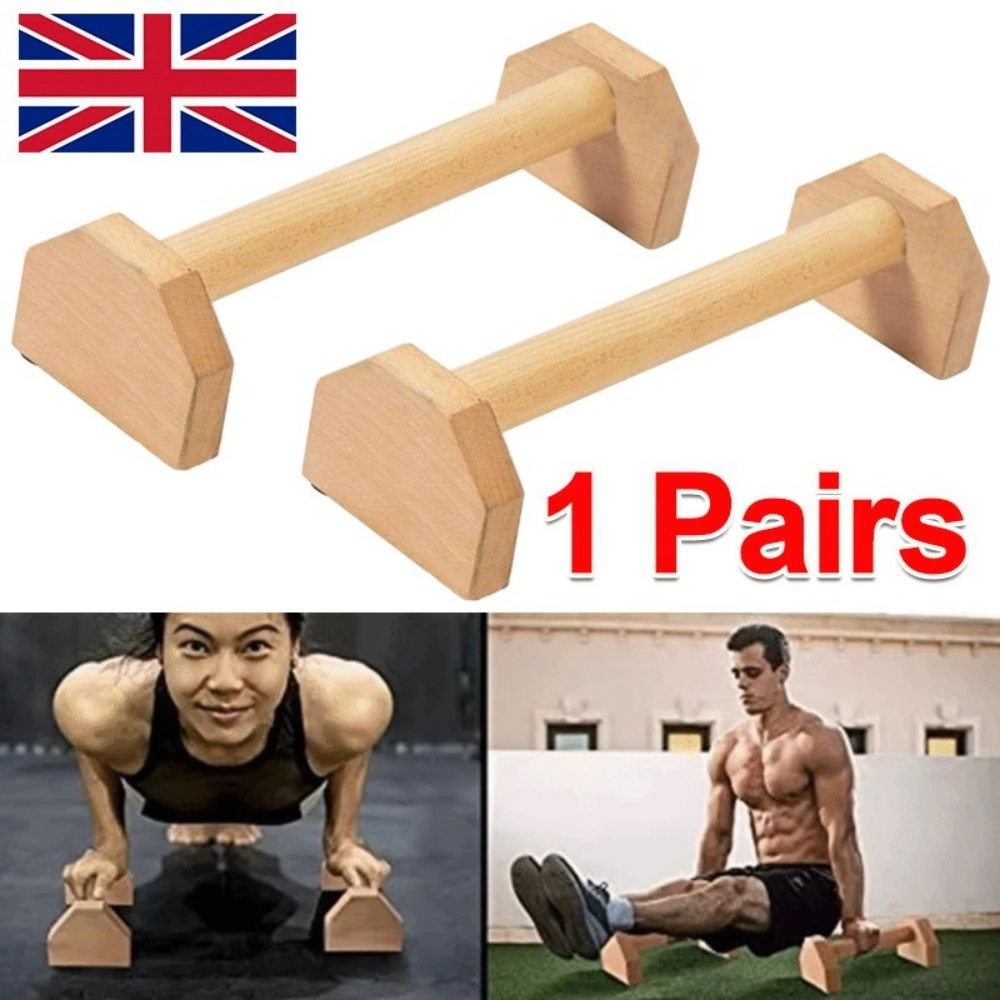 1 Pair 30cm Wooden Push up Bars Parallettes Bars Home Gym Workout Equipment view 4