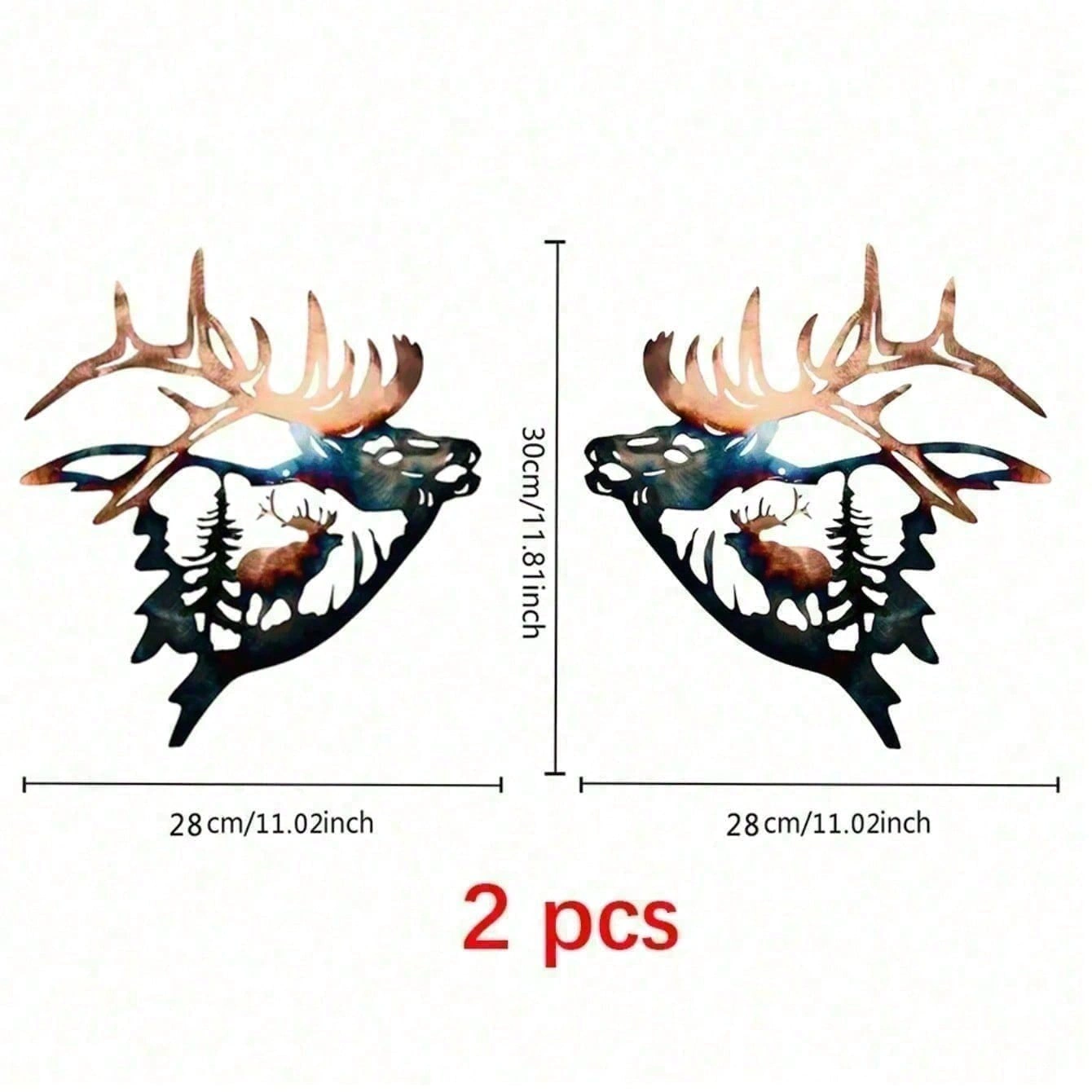 CIFbuy 2Pcs Deer and Elk Metal Wall Art Rustic Farmhouse Silhouette Decor Living Room Office Wildlife Sign Christmas New Year Housewarming Gift (TikTok, temu pick-up service) view 6