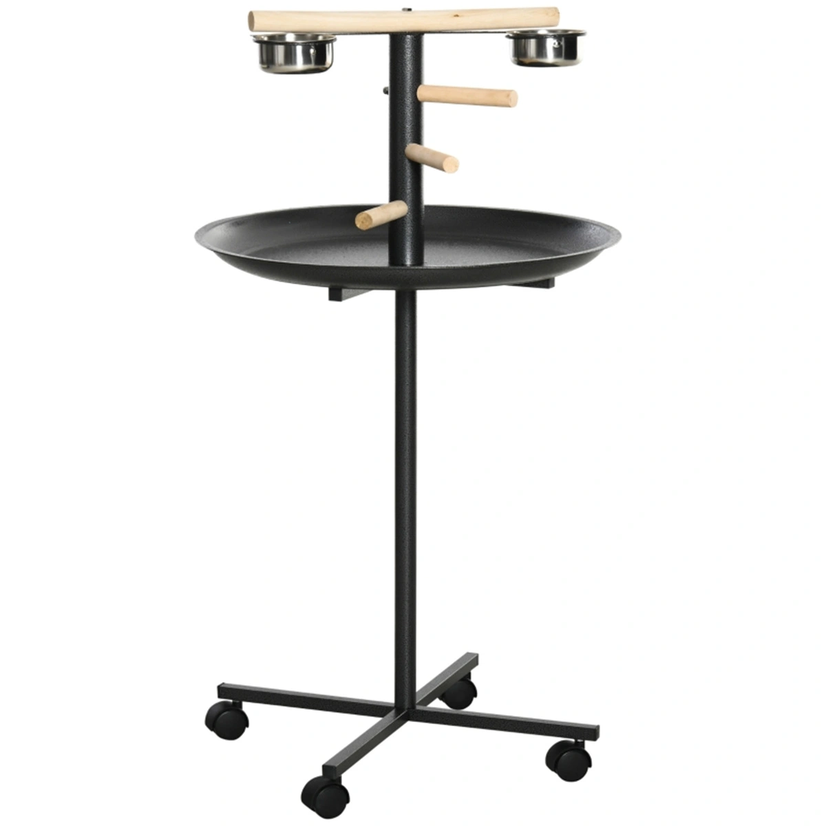 Bird Stand with Toy Bar, Adjustable Height Parrot Play Stand, Sturdy Metal Perch for Medium to Large Birds view 3