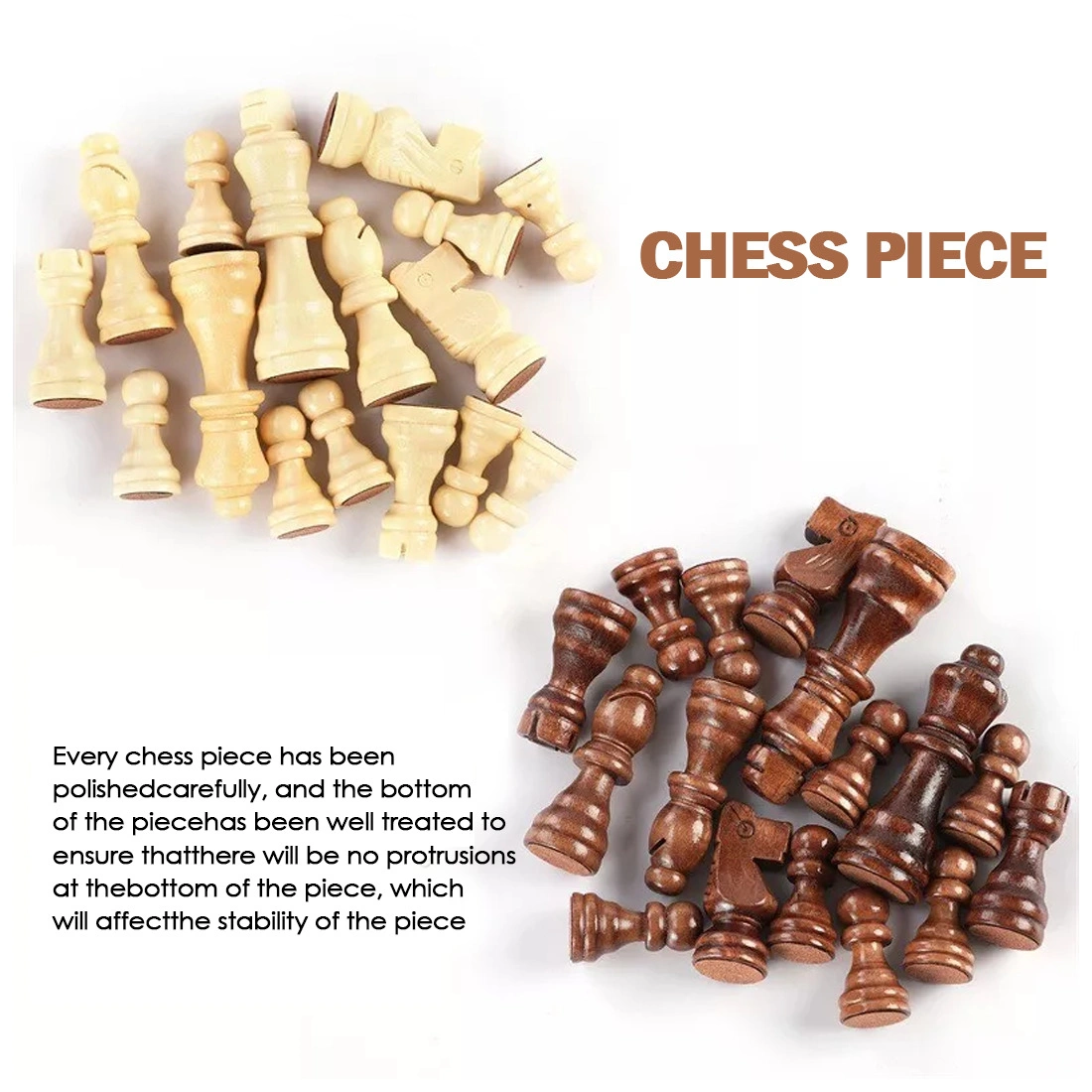 Large Wooden Chess Set Folding Board 39x39cm with Pieces Family Strategy Game Toys view 4