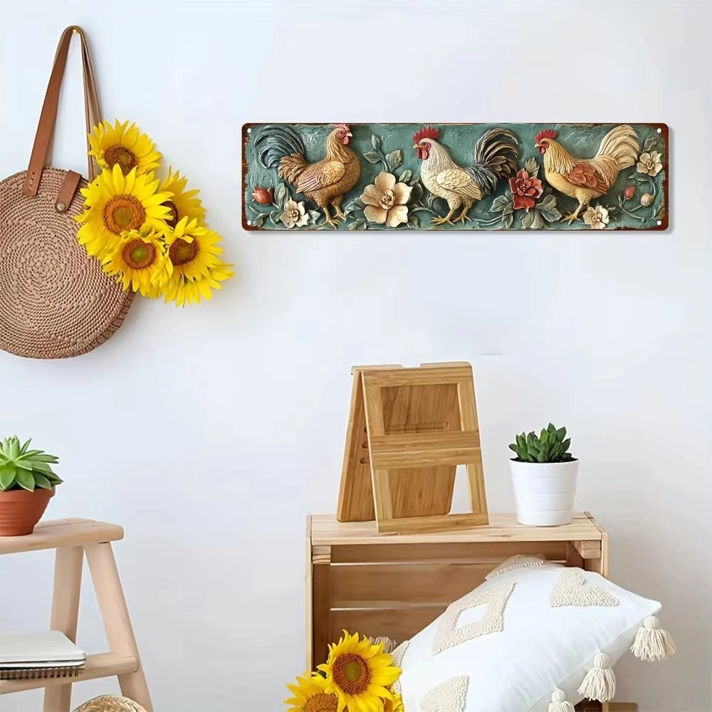 CIFbuy Vintage Rooster Metal Wall Sculpture Home Bar Cafe Decor Perfect Halloween Christmas Gift 4x16 Inches (TikTok, temu pick-up service) view 5
