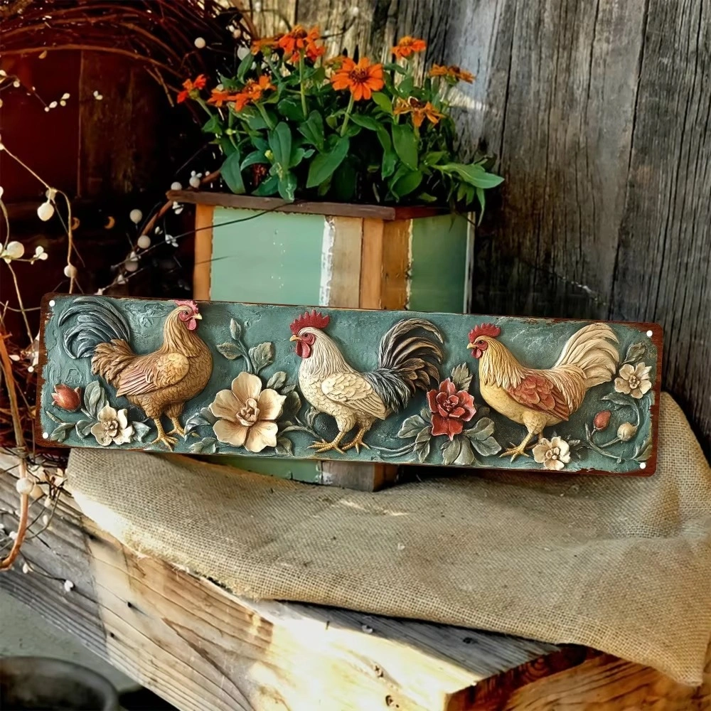 CIFbuy Vintage Rooster Metal Wall Sculpture Home Bar Cafe Decor Perfect Halloween Christmas Gift 4x16 Inches (TikTok, temu pick-up service) view 6