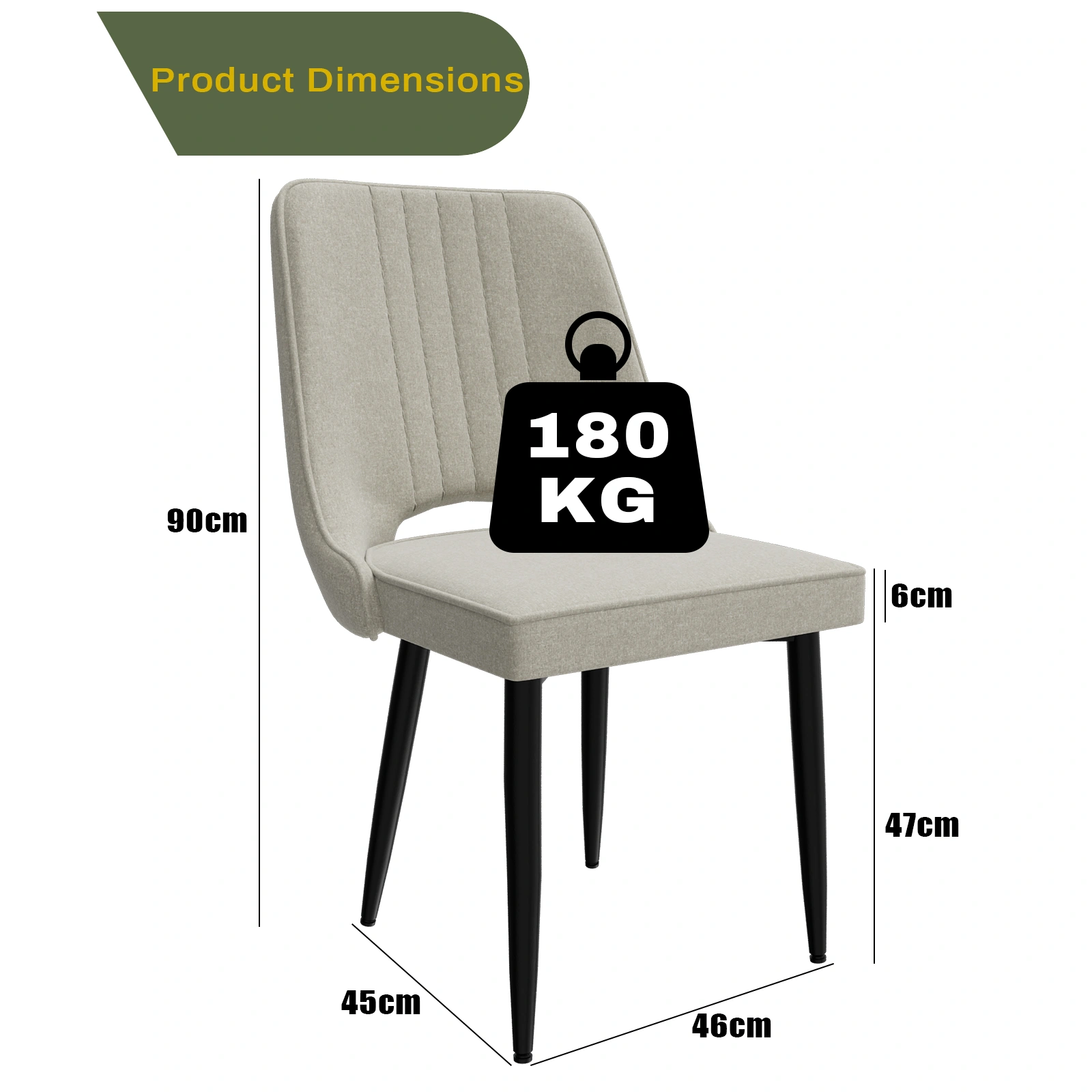 2 Pack Dining Chairs, PU Leather Kitchen Chair with Backrest, Dining Room Chairs for Living Room, Lounge, Counter Height Seating view 2
