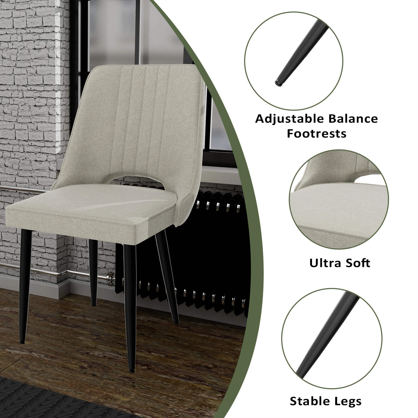 2 Pack Dining Chairs, PU Leather Kitchen Chair with Backrest, Dining Room Chairs for Living Room, Lounge, Counter Height Seating view 3