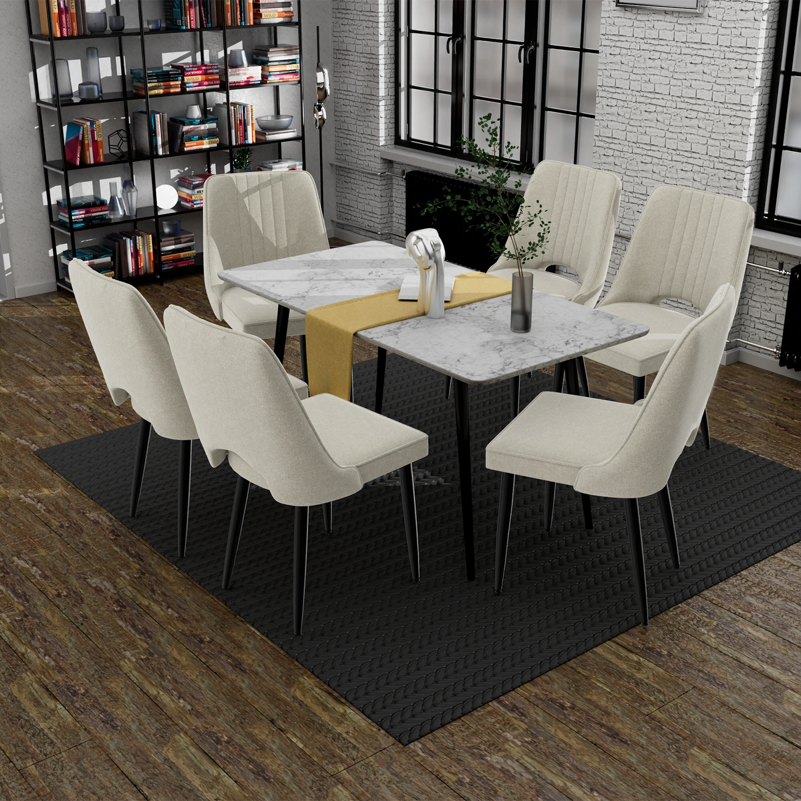 2 Pack Dining Chairs, PU Leather Kitchen Chair with Backrest, Dining Room Chairs for Living Room, Lounge, Counter Height Seating view 5