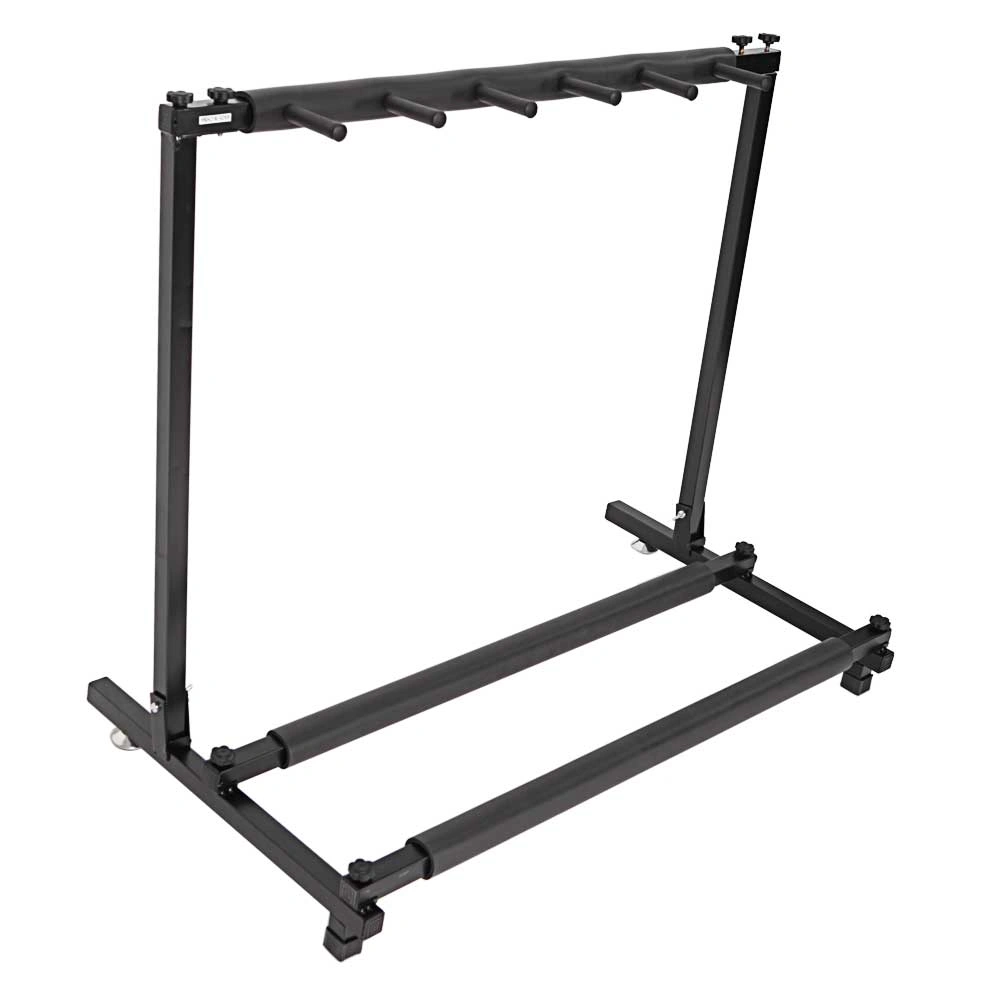 Triple Folding Multiple Guitar Holder Rack Stand Black view 3