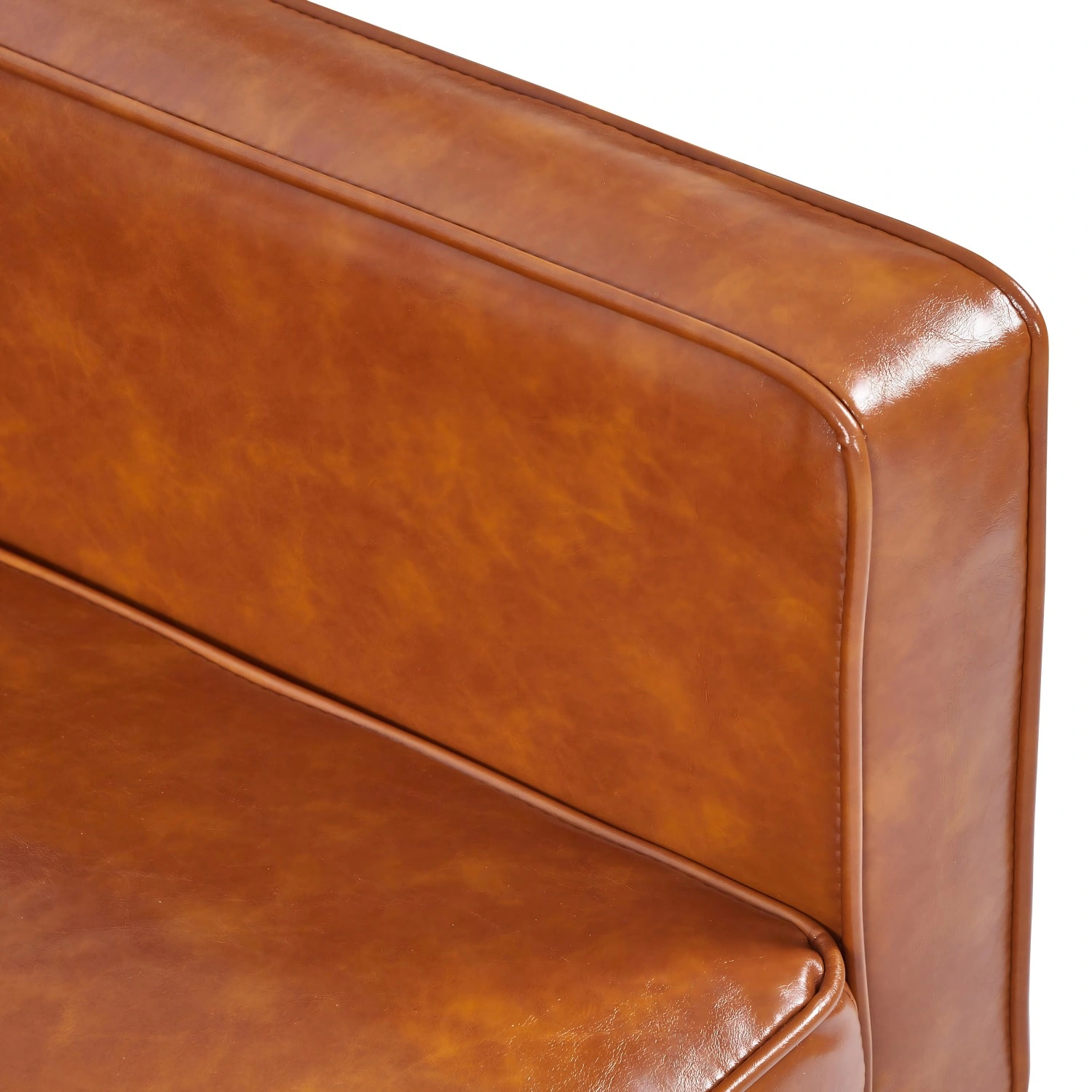Modern PU Leather Futon Sofa with Tufted Backrest, Adjustable Reclining Couch with Wood & Metal Legs, Mid-Century Style Sofa for Living Room view 15