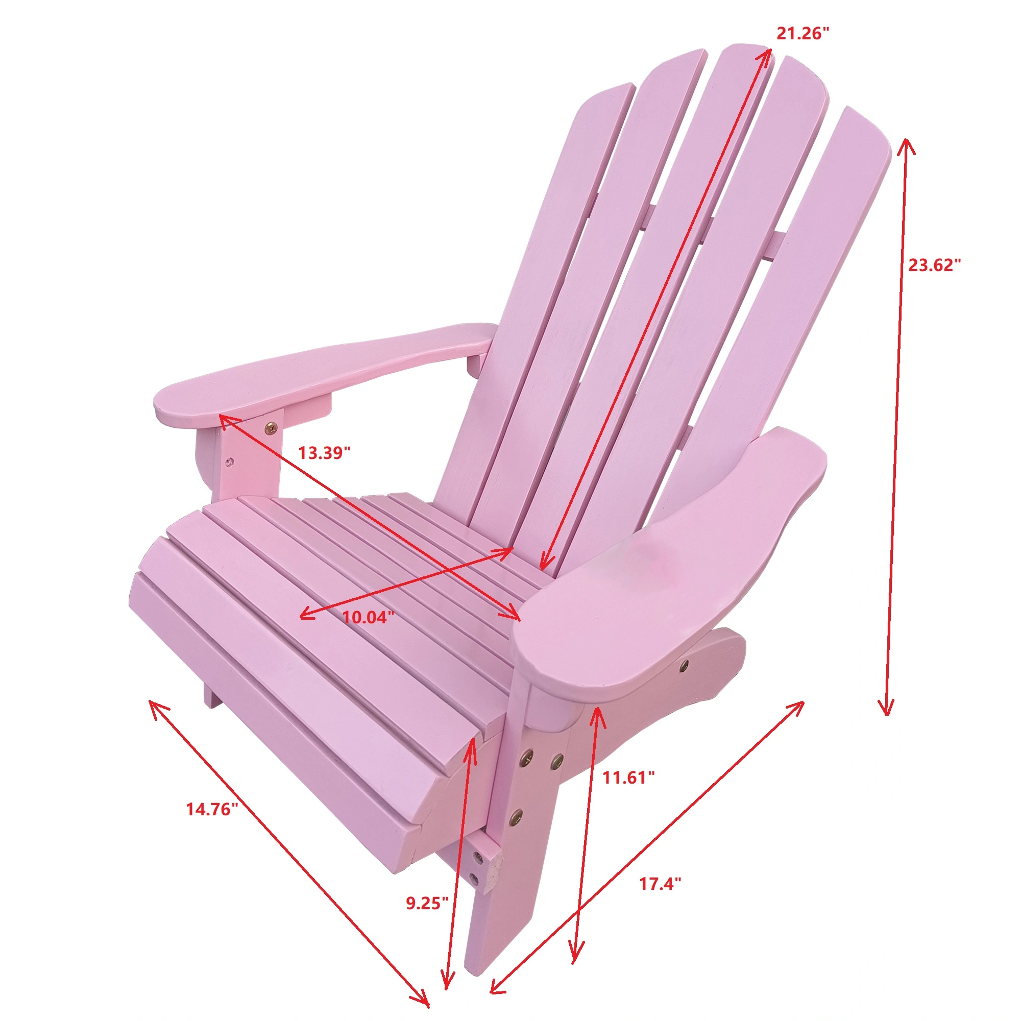 Pink Adirondack Chair for Kids | Wooden Outdoor Indoor Children's Chair view 2