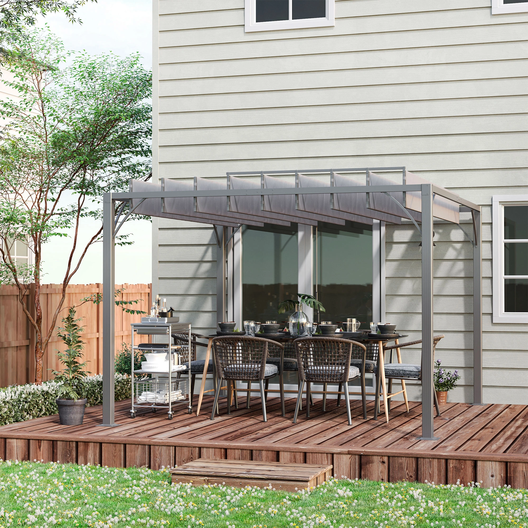 Outdoor Gazebo Pergola 10x10ft Metal Canopy Tent with Curved Roof for Garden Patio Backyard view 2