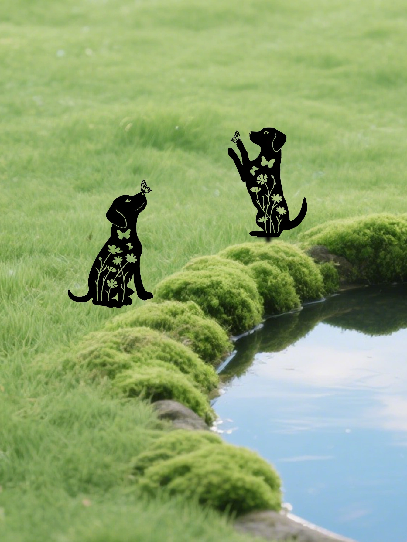 CIFbuy 2pcs Metal Dog Garden Decor: Adorable Puppy Silhouette Stakes. These Decorative Outdoor Yard Art Pieces, Ideal for Dog Lovers, Make Charming Garden De(TikTok/temu self-pickup orders) view 3