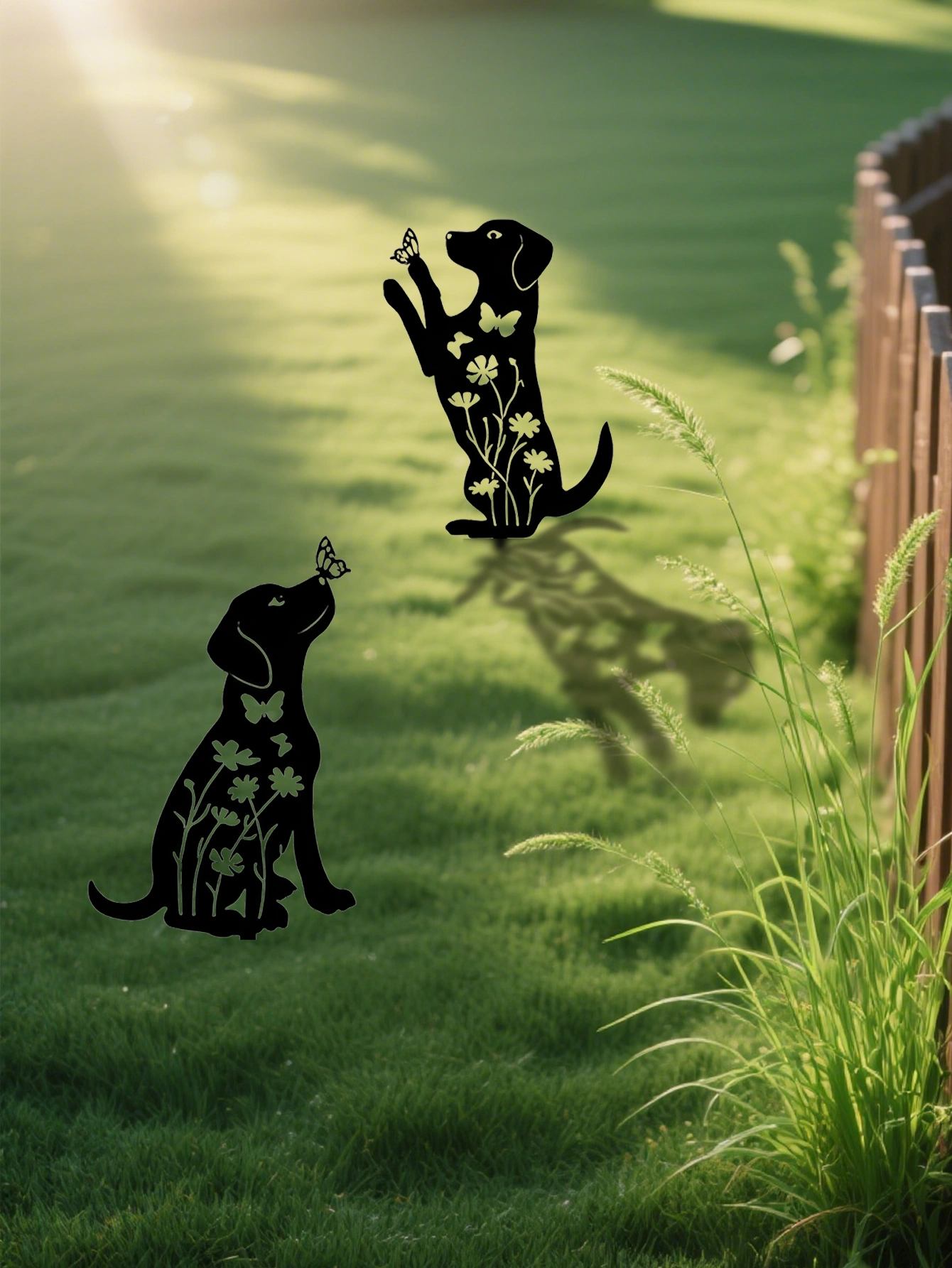 CIFbuy 2pcs Metal Dog Garden Decor: Adorable Puppy Silhouette Stakes. These Decorative Outdoor Yard Art Pieces, Ideal for Dog Lovers, Make Charming Garden De(TikTok/temu self-pickup orders) view 4