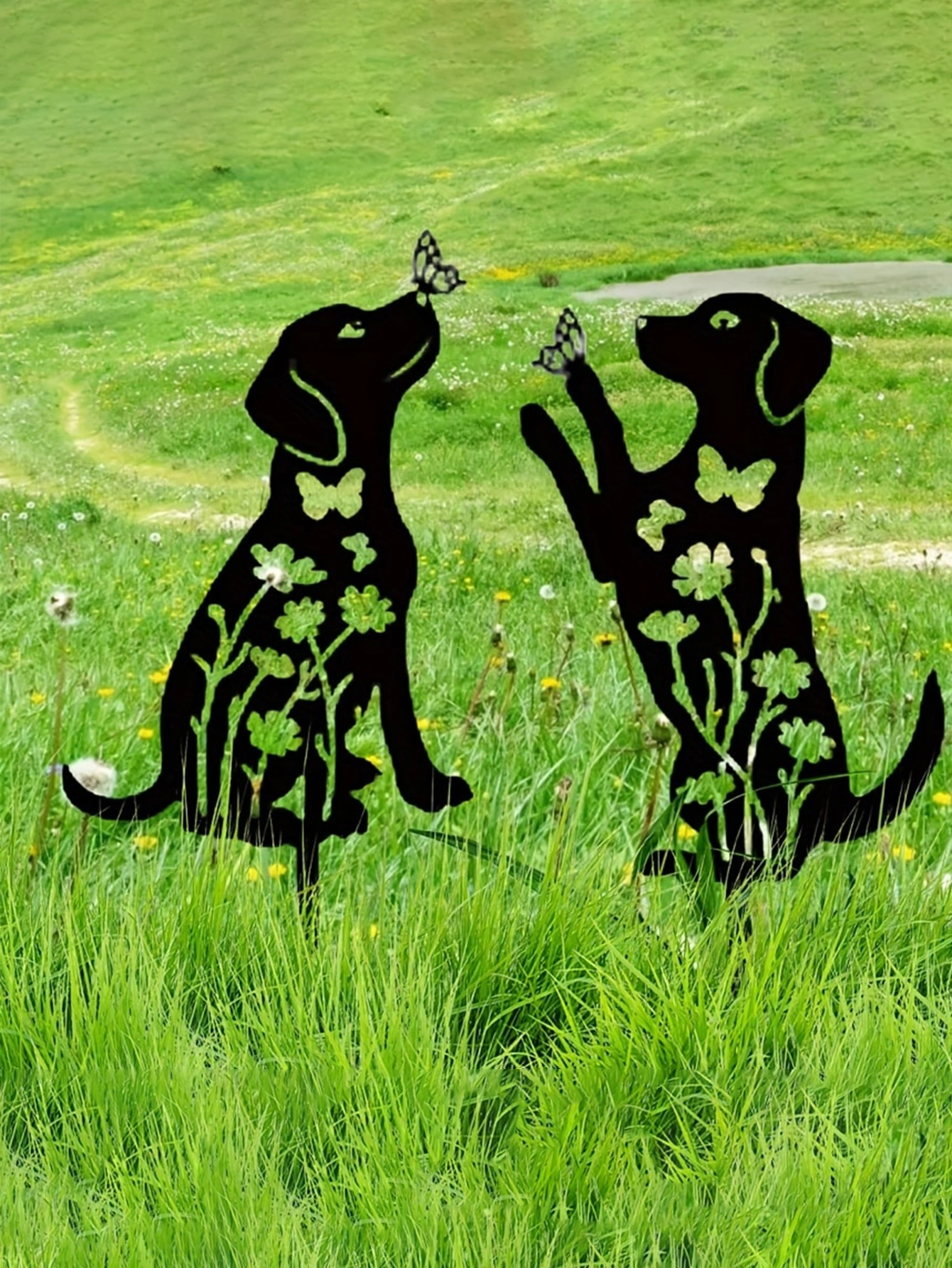 CIFbuy 2pcs Metal Dog Garden Decor: Adorable Puppy Silhouette Stakes. These Decorative Outdoor Yard Art Pieces, Ideal for Dog Lovers, Make Charming Garden De(TikTok/temu self-pickup orders) view 6