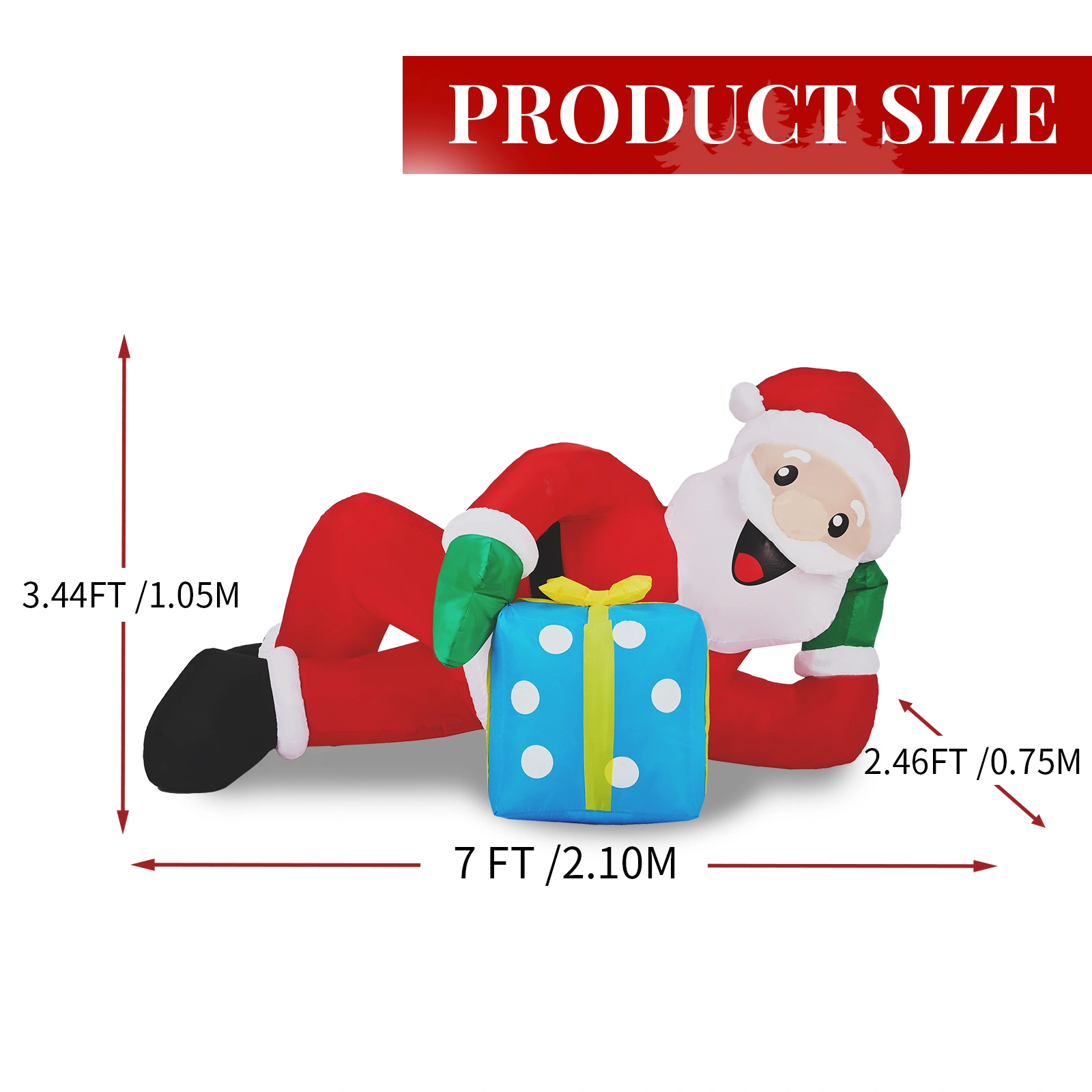 7FT Lighted Christmas Inflatable Santa Lying Down, Funny Blow Up Yard Decor with LED Lights for Front Lawn Garden Party Holiday Decoration view 2