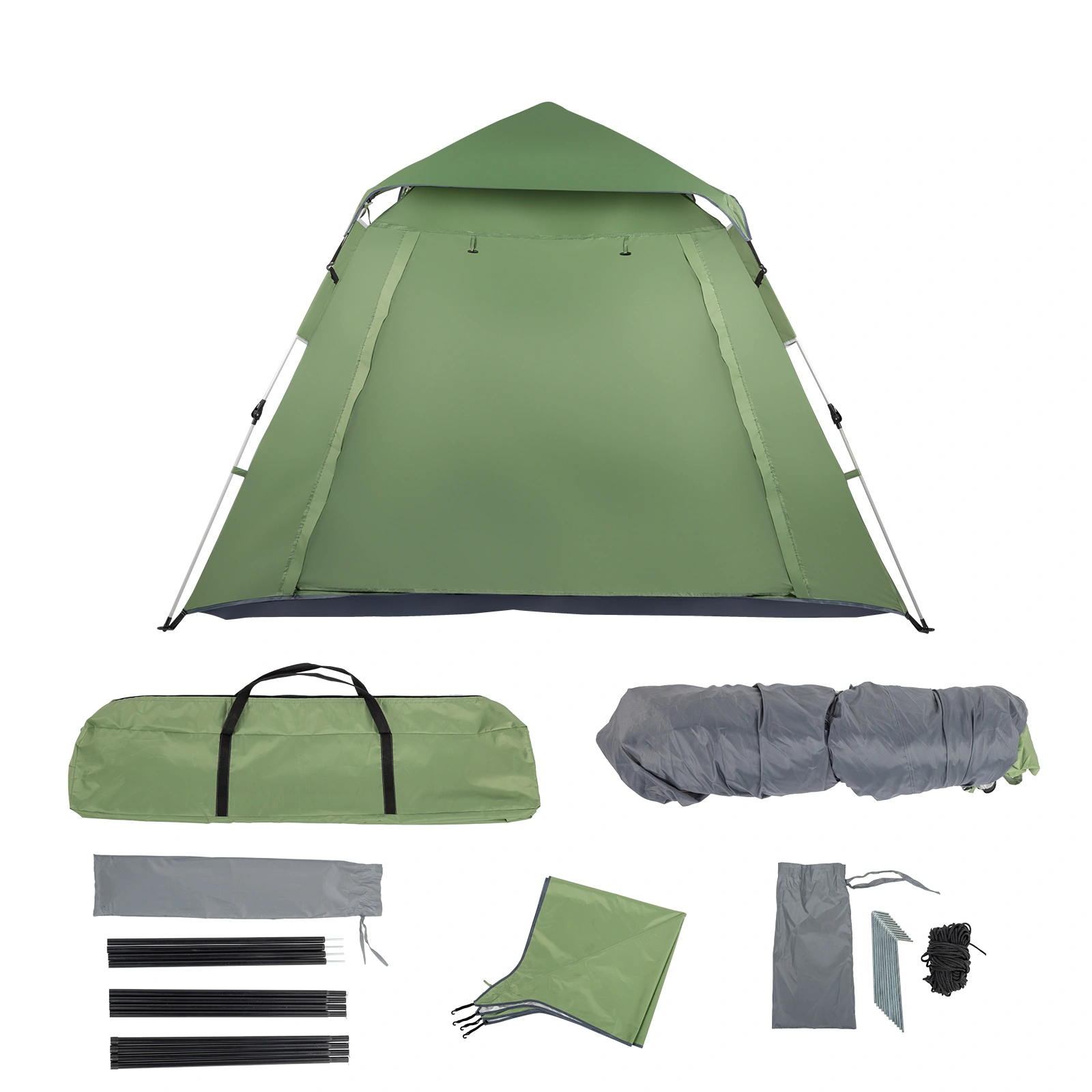 240*240*150cm Spring Quick Open Four-Person Family Tent Camping Tent Green view 11