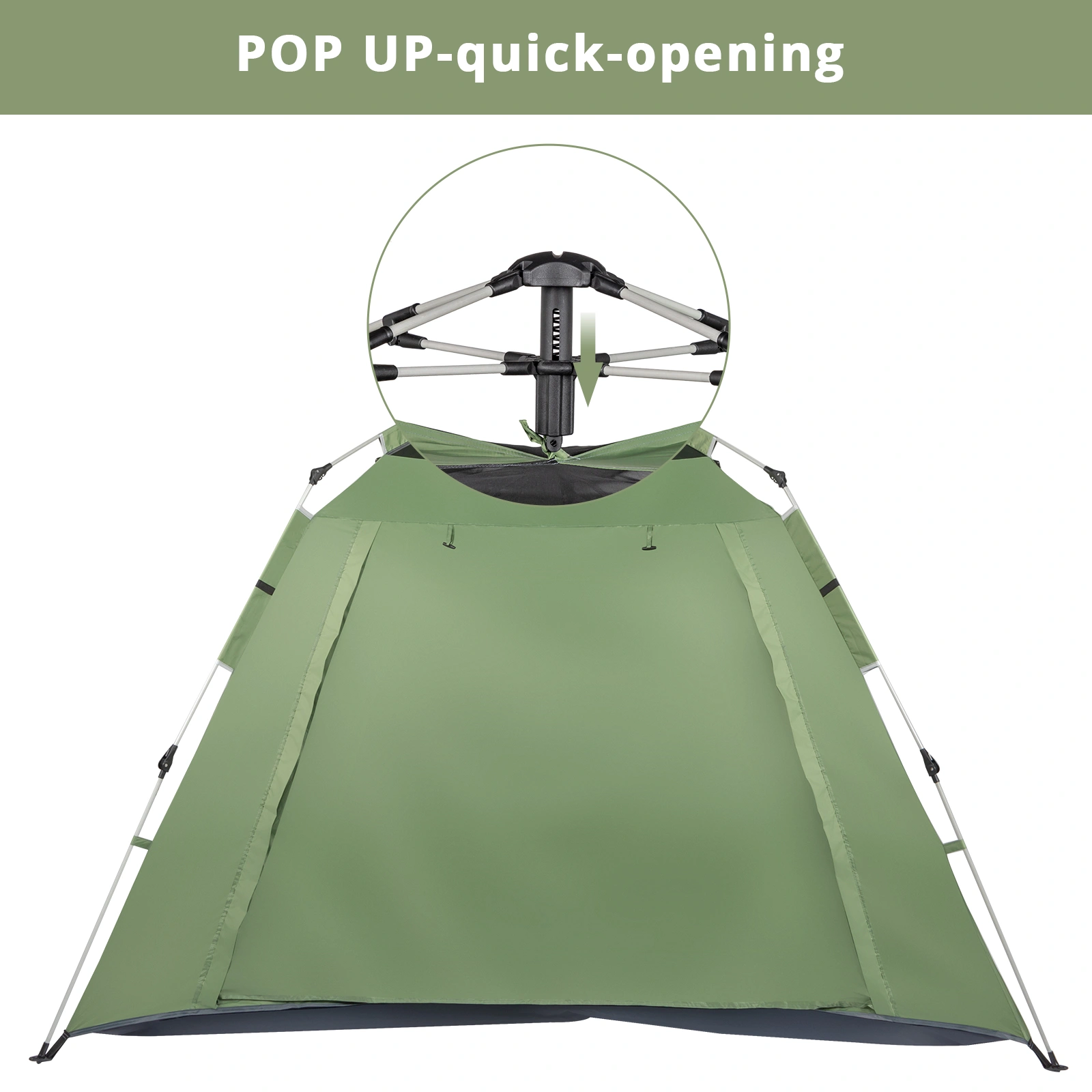 240*240*150cm Spring Quick Open Four-Person Family Tent Camping Tent Green view 14