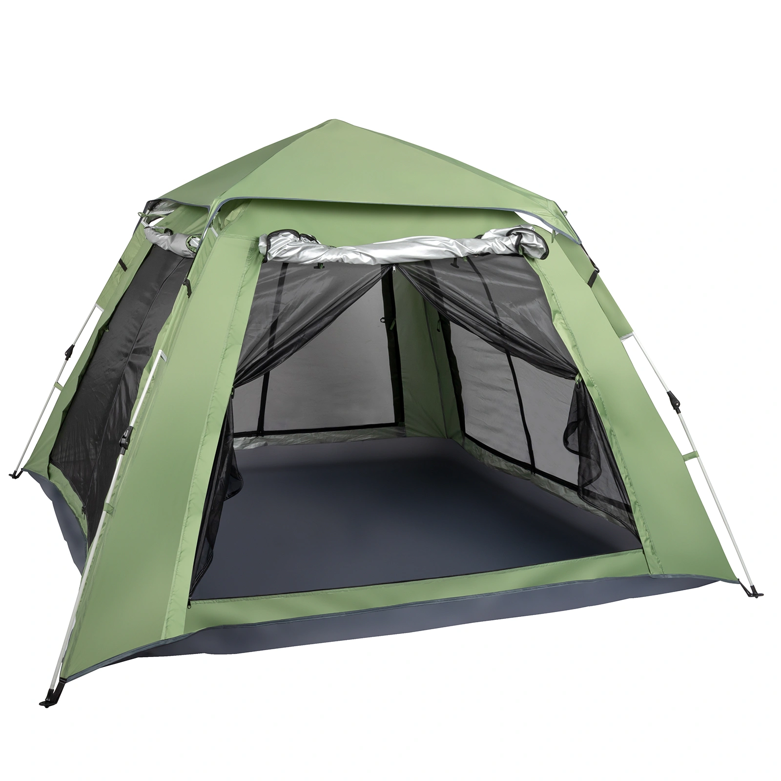 240*240*150cm Spring Quick Open Four-Person Family Tent Camping Tent Green view 24