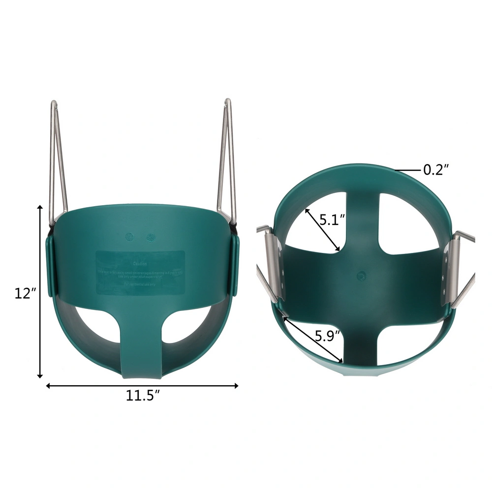 Green Baby Swing EVA & Iron Frame with Hanging Basket, Portable Indoor Outdoor Seat for Kids, Nursery Garden Swing view 3