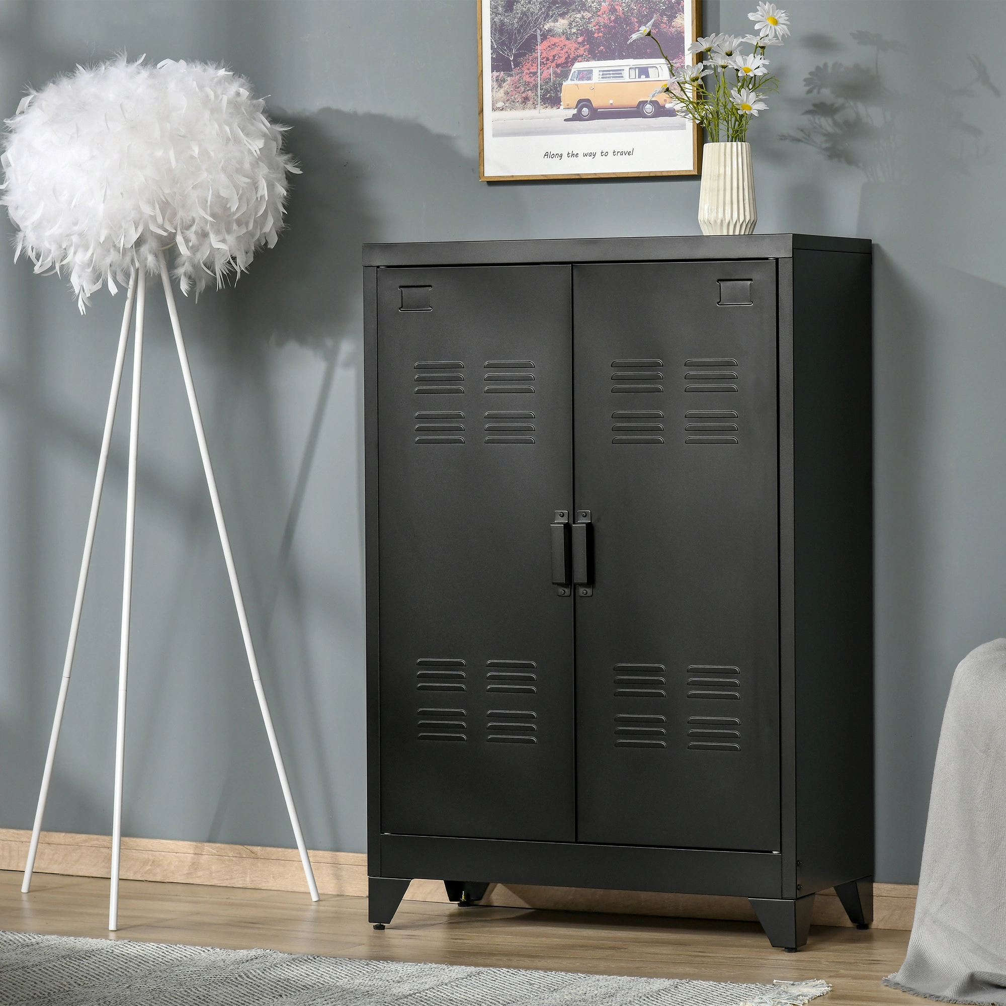Modern Storage Cabinet - Multi-Tier Organizer Shelf