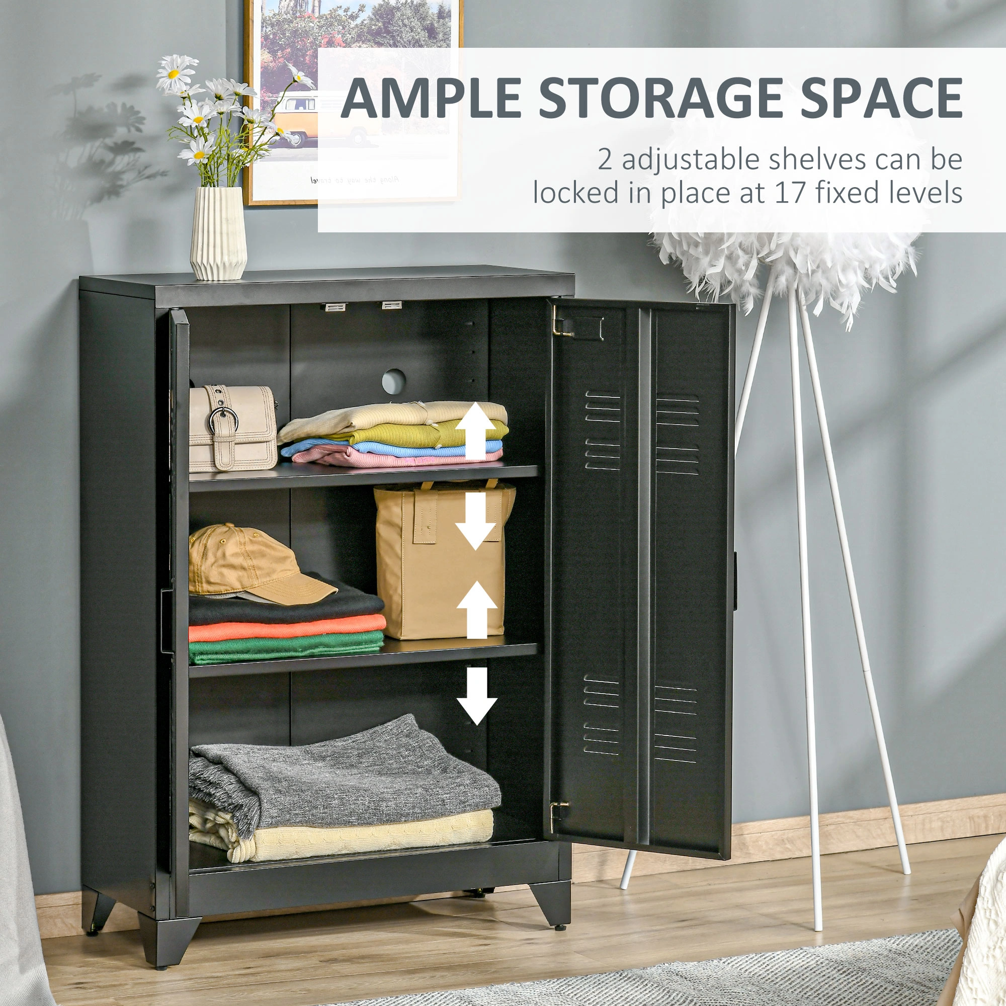 Modern Storage Cabinet - Multi-Tier Organizer Shelf view 3