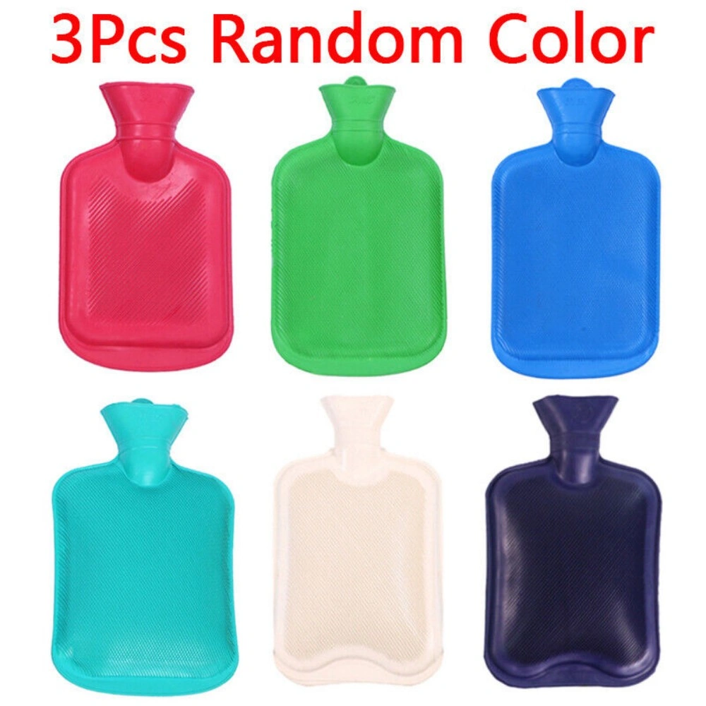 3 Pack 2L Hot Water Bottle Natural Rubber Large Heat Pad Pain Relief Warm Warmer view 3