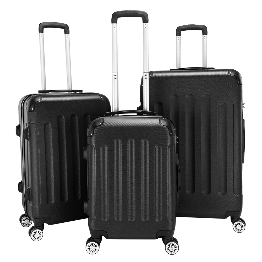 3 Pcs Lightweight ABS Spinner Suitcase Set, 4-Wheel Carry-On Hand Luggage Trolley Case