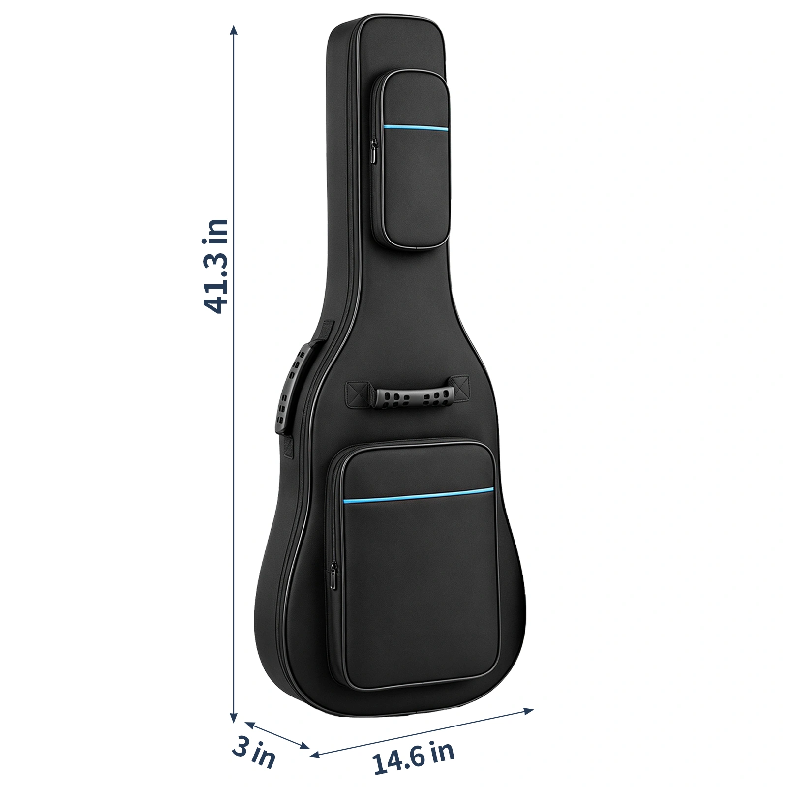 600D Oxford Cloth Electric Guitar Bag Black With Blue Line view 12