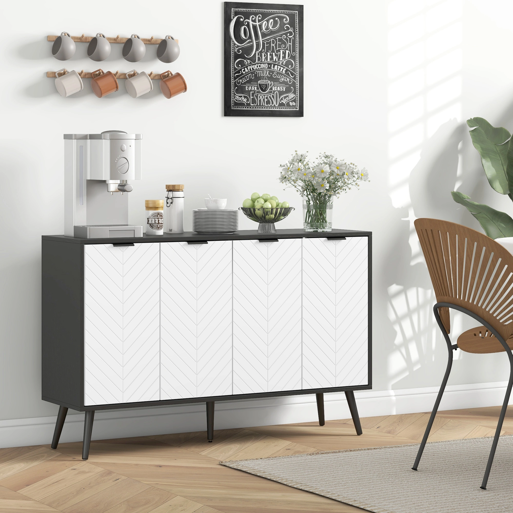Kitchen Storage Cabinet with Doors - Freestanding Floor Cupboard, Home Pantry Organizer