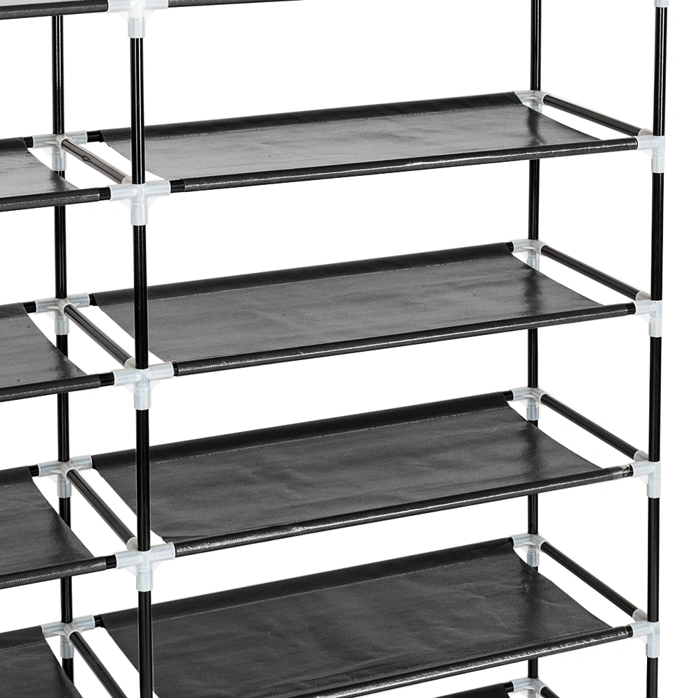 7 Tier Portable Shoe Rack Organizer with Fabric Cover, Black Shoe Storage Cabinet for Closet Entryway view 19