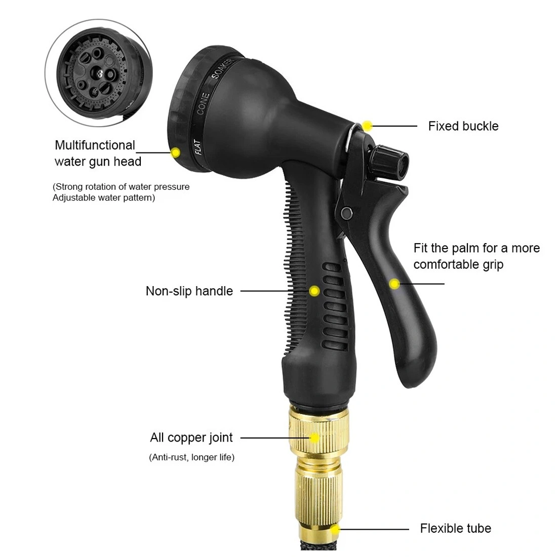 100FT Heavy Duty Expandable Garden Hose Pipe, Flexible Hose with Water Spray Gun, UK view 2