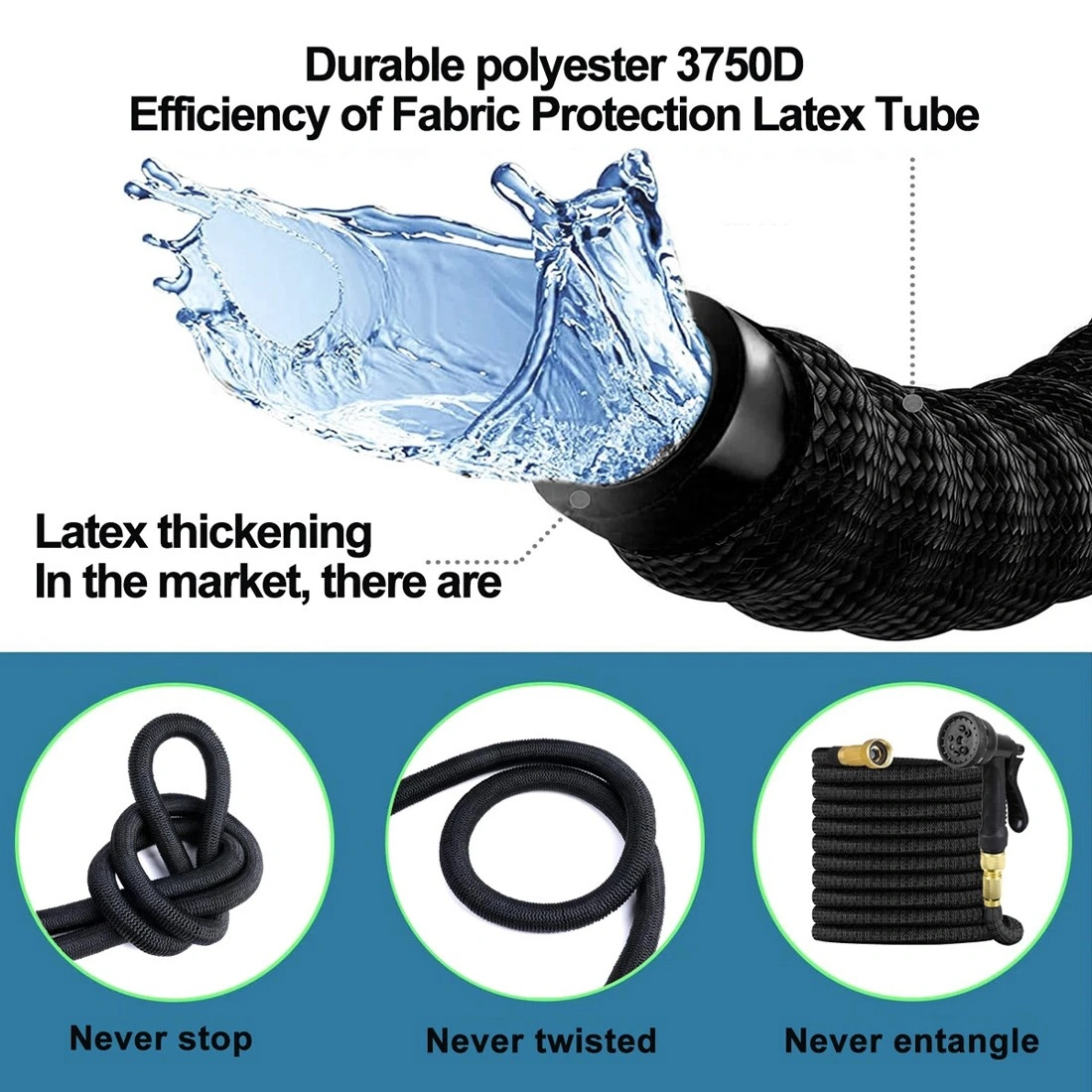 100FT Heavy Duty Expandable Garden Hose Pipe, Flexible Hose with Water Spray Gun, UK view 4