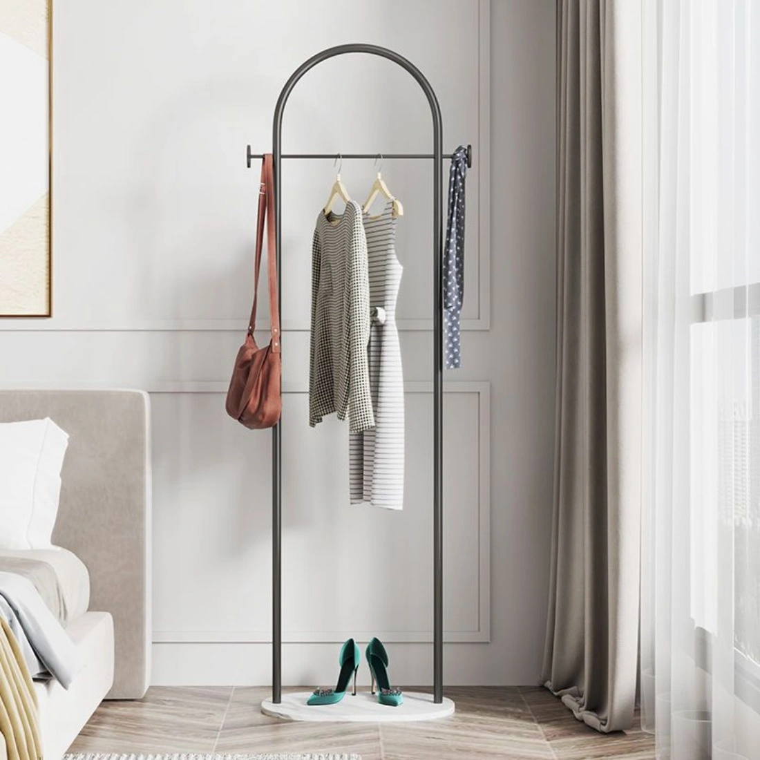 Clothing Rack, Golden Metal Freestanding Heavy Duty Clothes Rack with Marble Base, Multipurpose Garment Hanger for Bedroom, Hat, Scarf, Jacket view 7