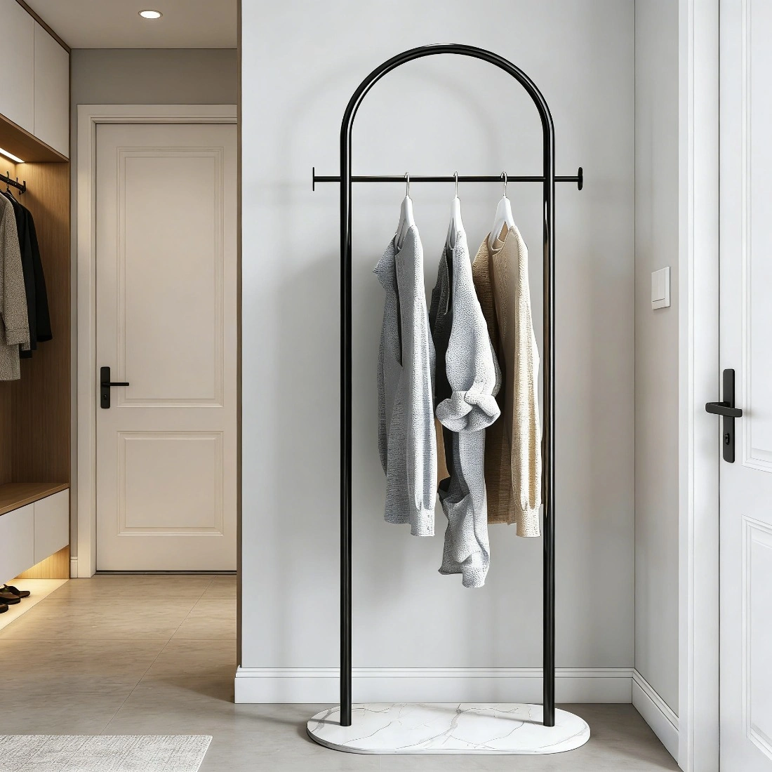 Clothing Rack, Golden Metal Freestanding Heavy Duty Clothes Rack with Marble Base, Multipurpose Garment Hanger for Bedroom, Hat, Scarf, Jacket view 8