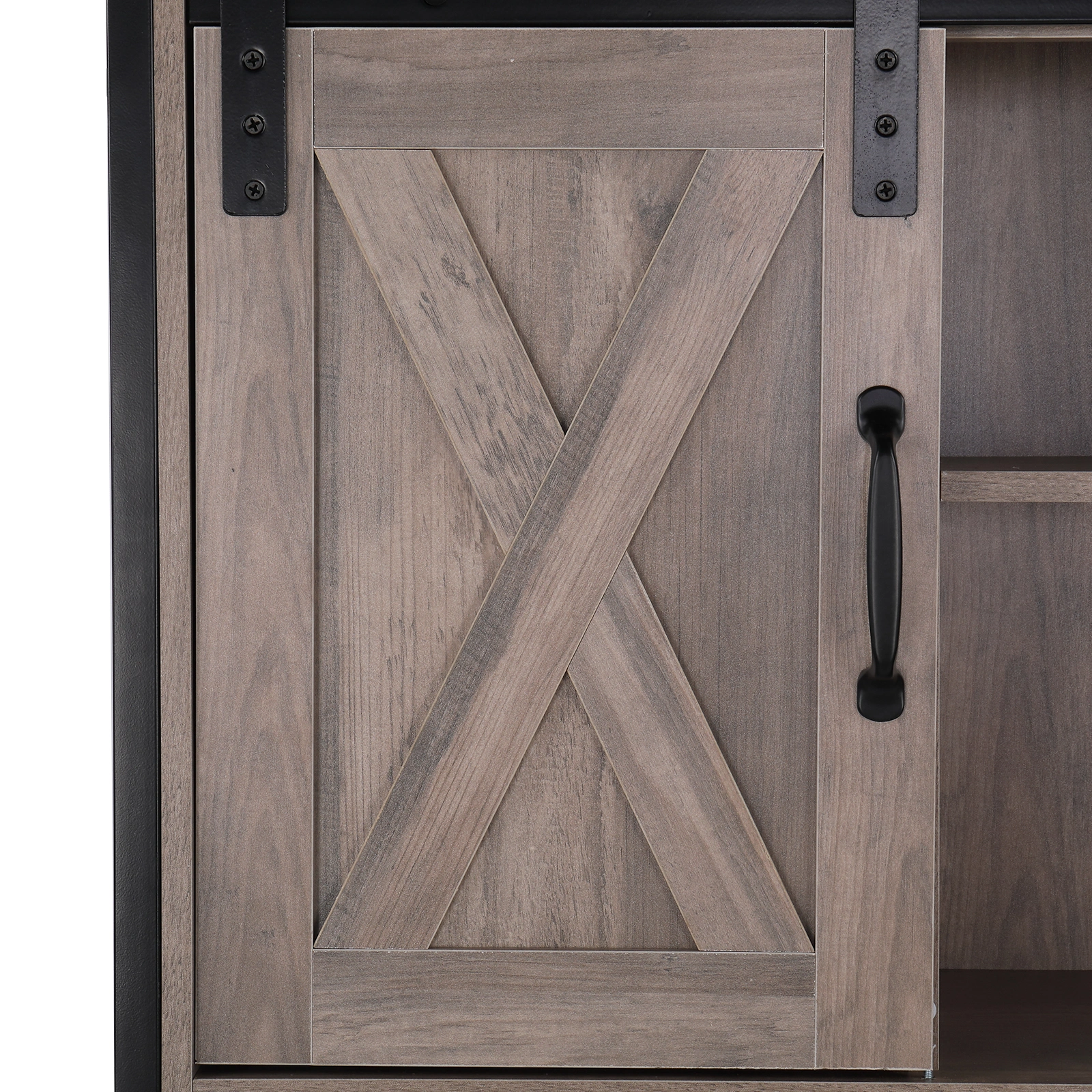 Retro Style MDF With Triamine Iron Frame Sliding Door Three-Layer Rack Bathroom Cabinet view 12
