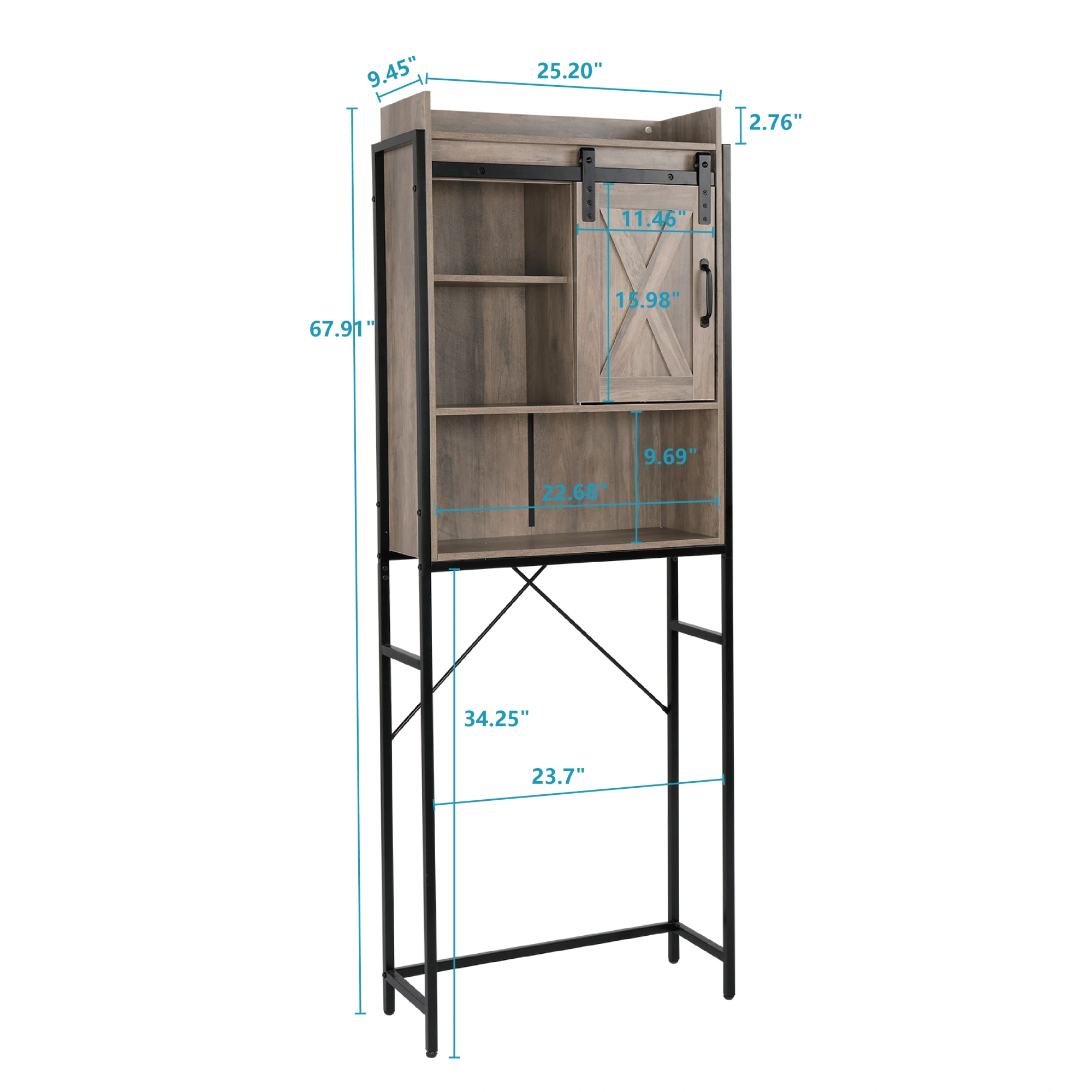 Retro Style MDF With Triamine Iron Frame Sliding Door Three-Layer Rack Bathroom Cabinet view 17