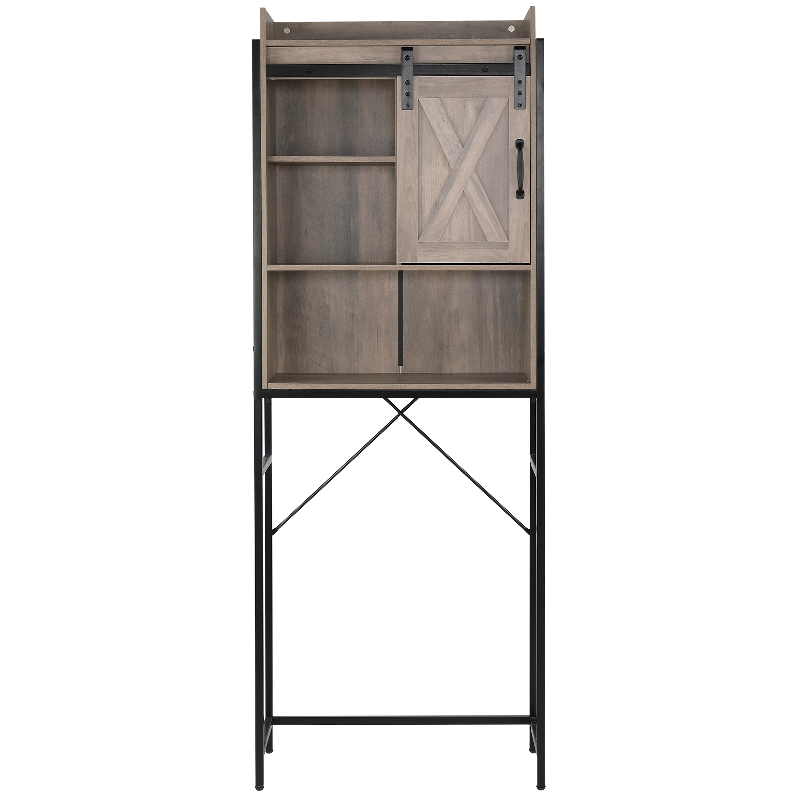 Retro Style MDF With Triamine Iron Frame Sliding Door Three-Layer Rack Bathroom Cabinet view 6