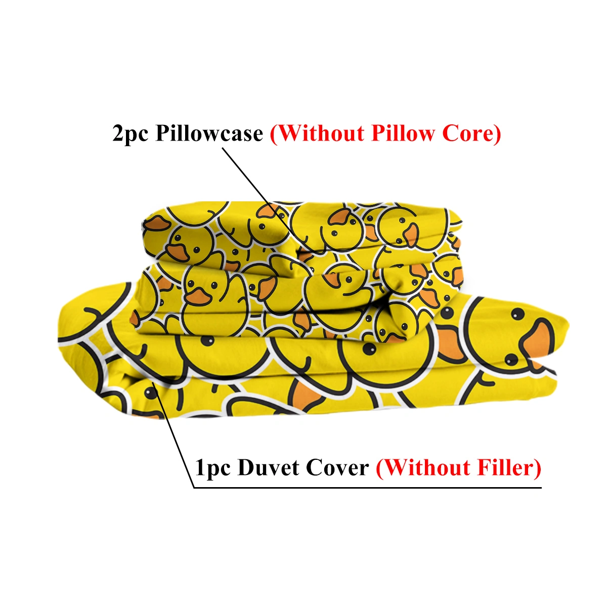 Yellow Rubber Duck Duvet Cover Set Double 3 Piece Cute Duck Bedding Cartoon Duck Comforter Cover with 2 Pillow Cases for Kids Duck Lovers view 5