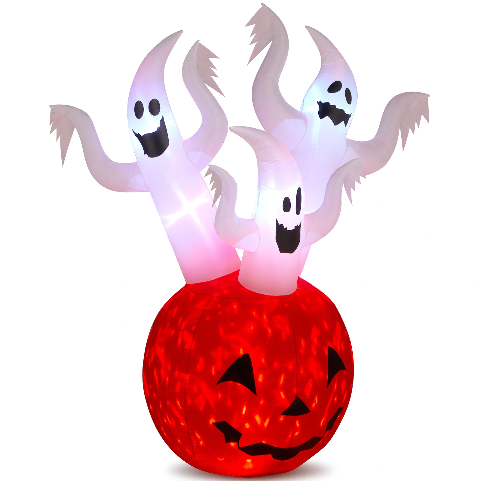 5.9 FT Halloween Inflatable Pumpkin Ghost, Outdoor Yard Decor with Built-in LED Lights, Scary Blow Up Decoration for Lawn Garden Party view 2